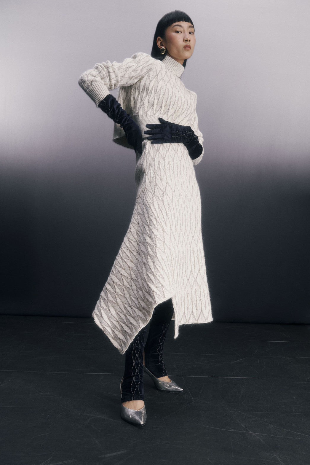 Knit pleats skirt - White