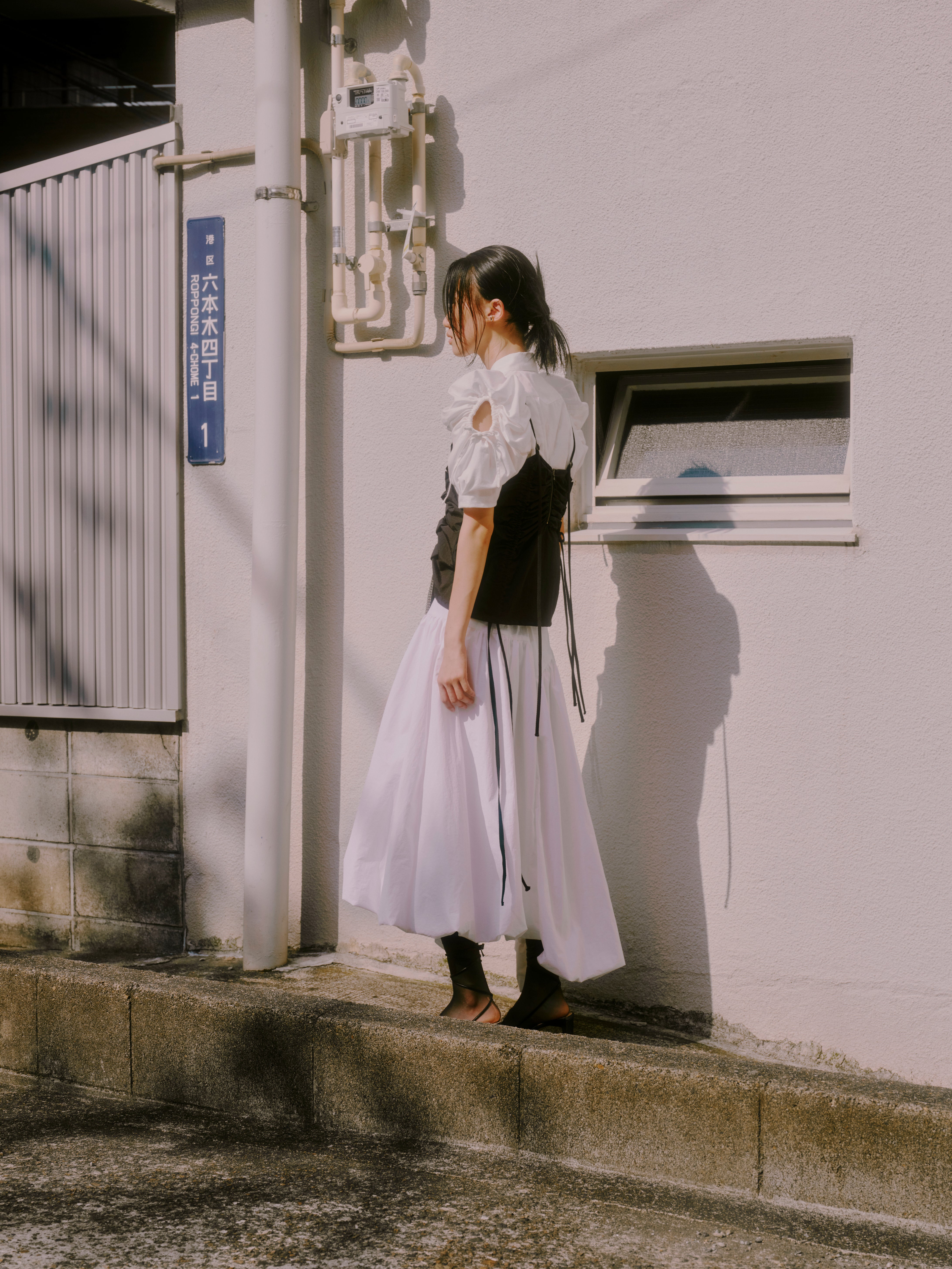 Asymmetry balloon skirt - White