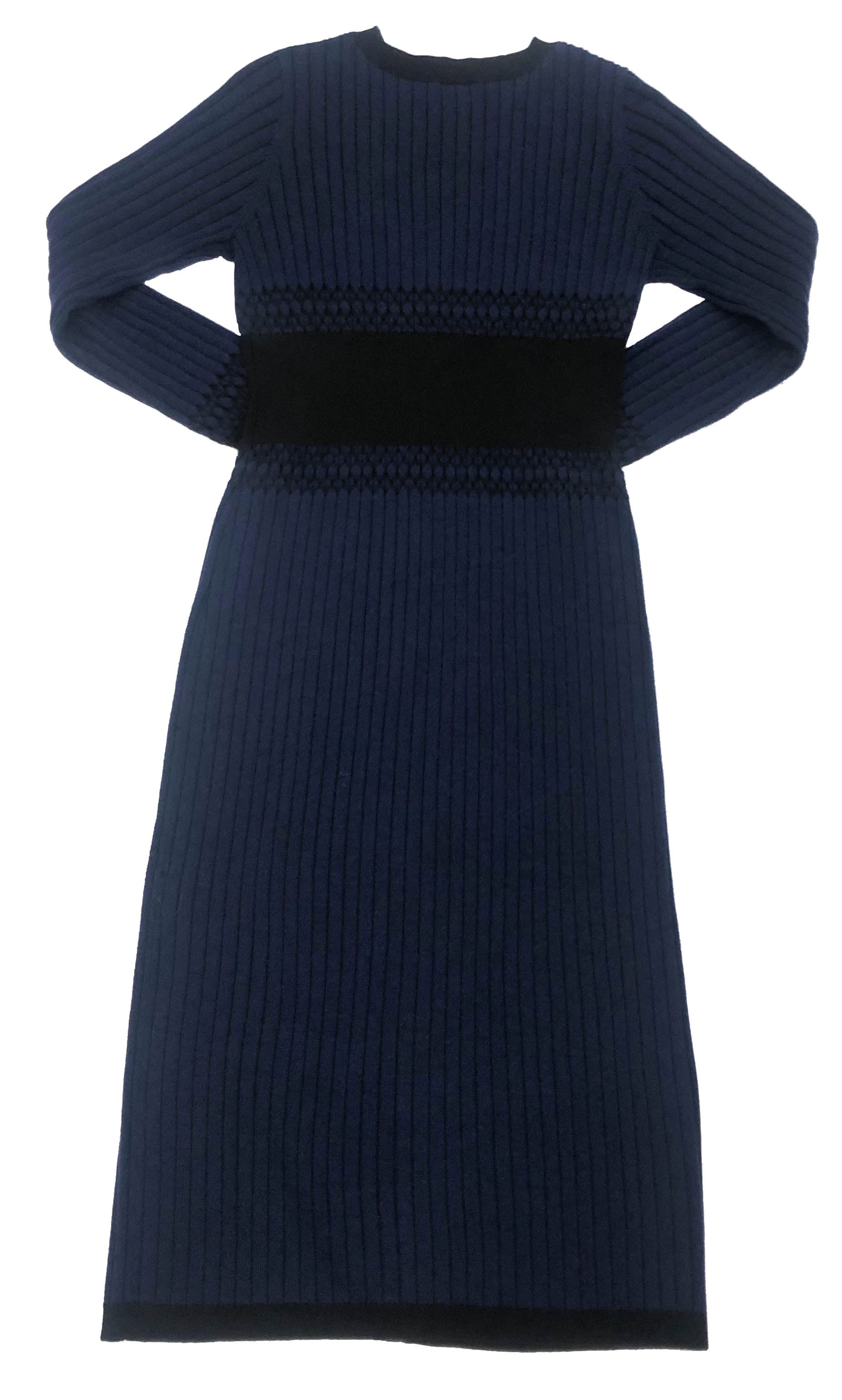 Plating rib cardigan dress - Navy