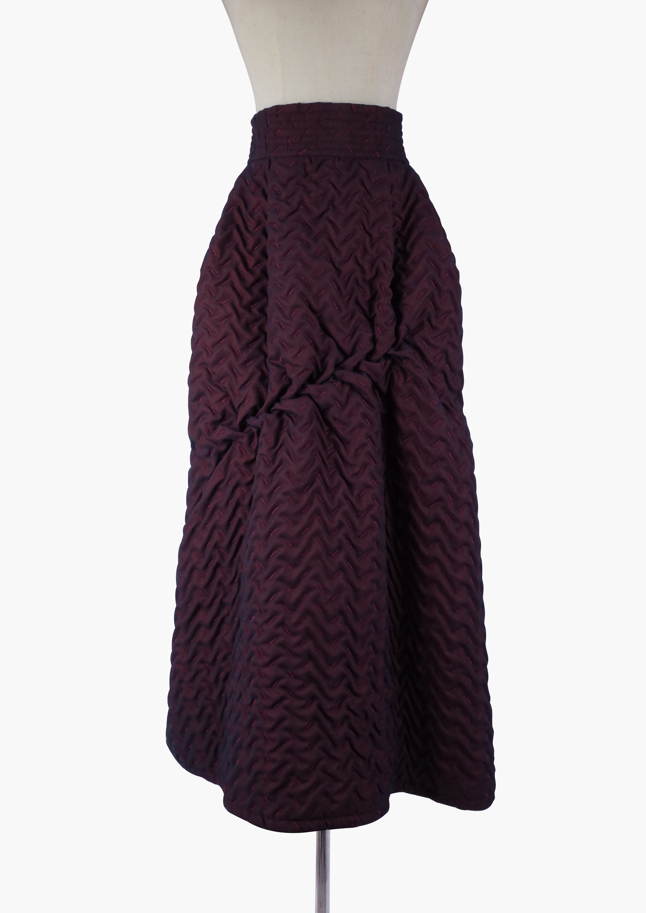 Frottage quilt skirt - Burgundy