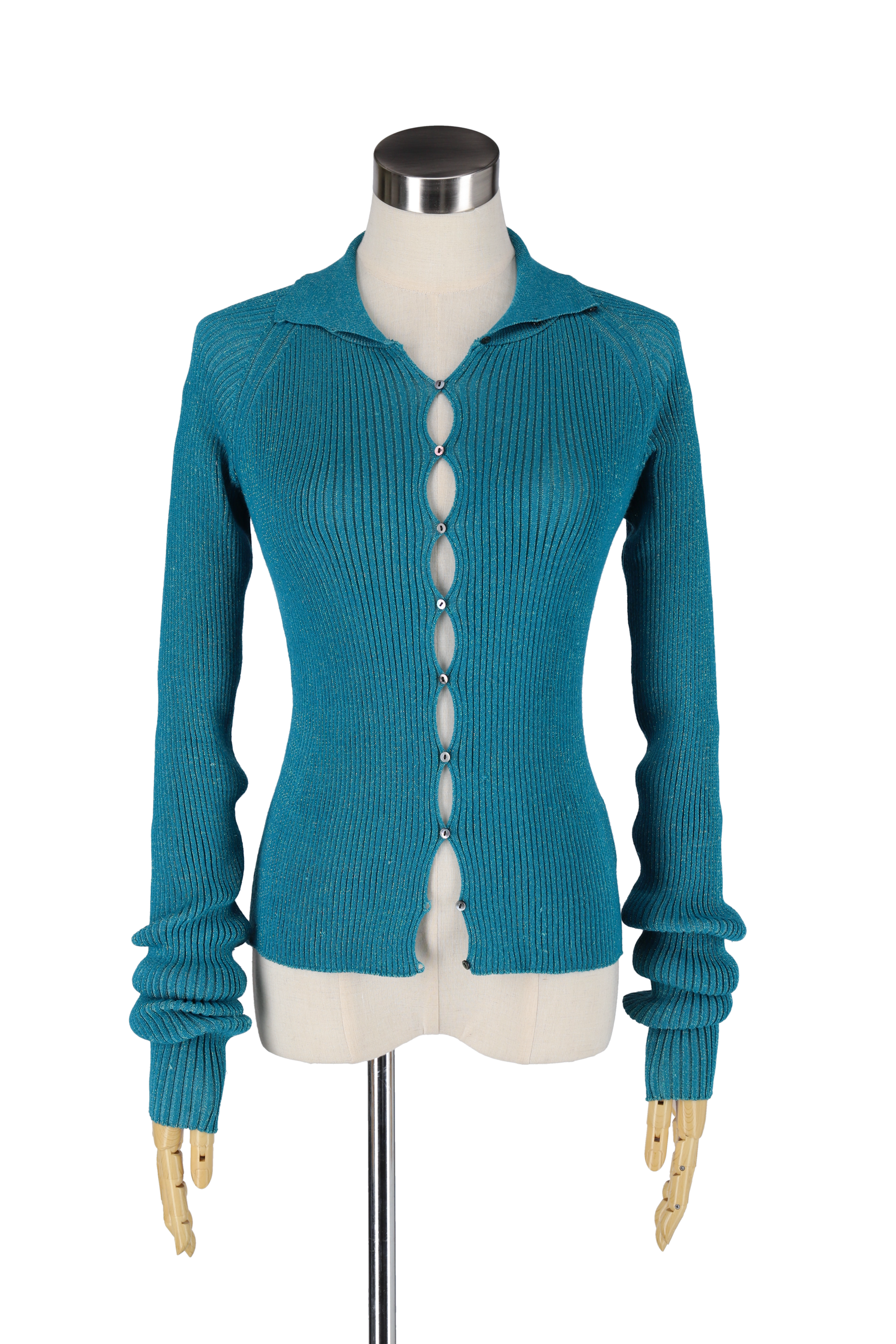 Bubble rib cardigan - Blue Green