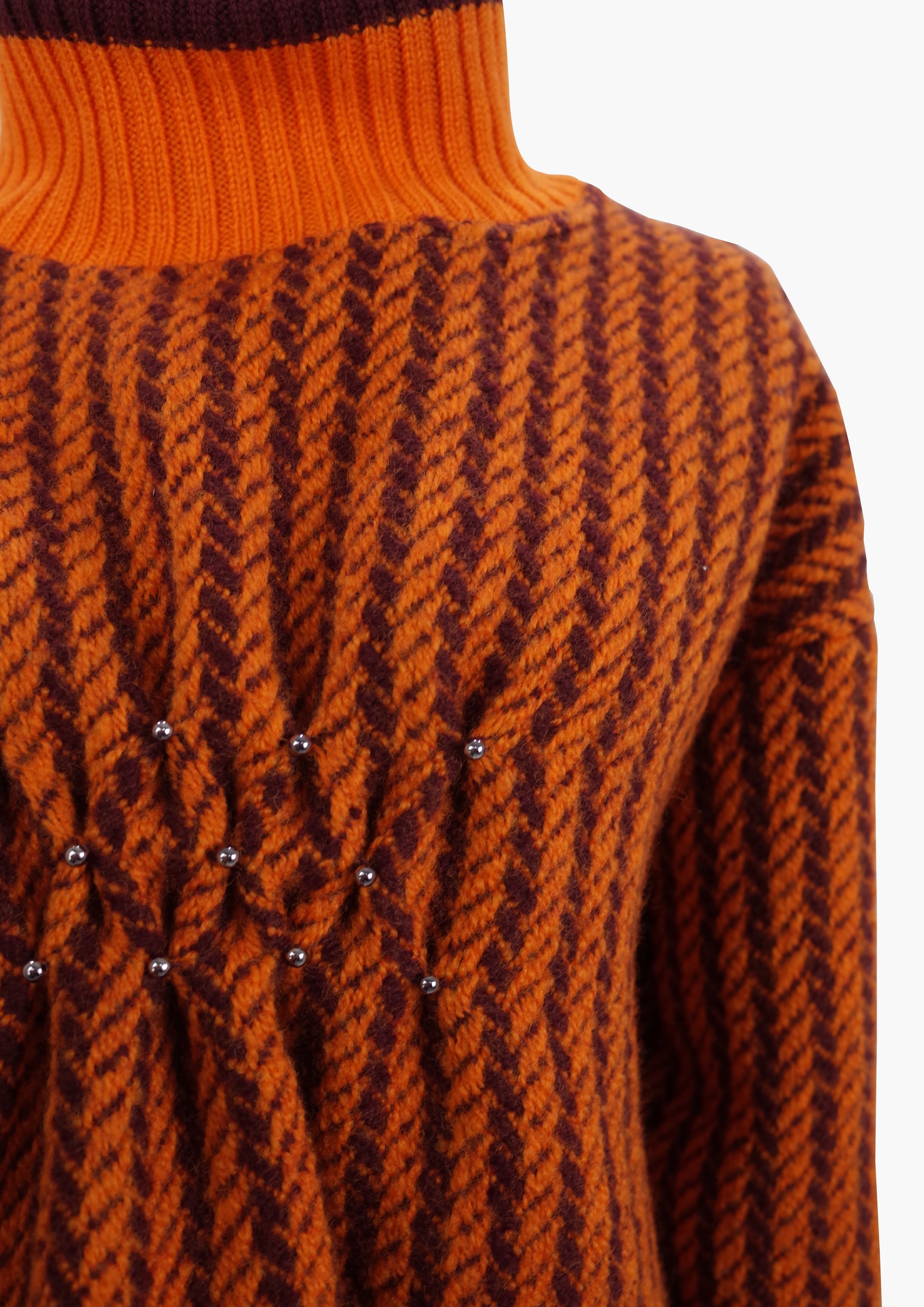 Frottage refine knit pullover - Orenge