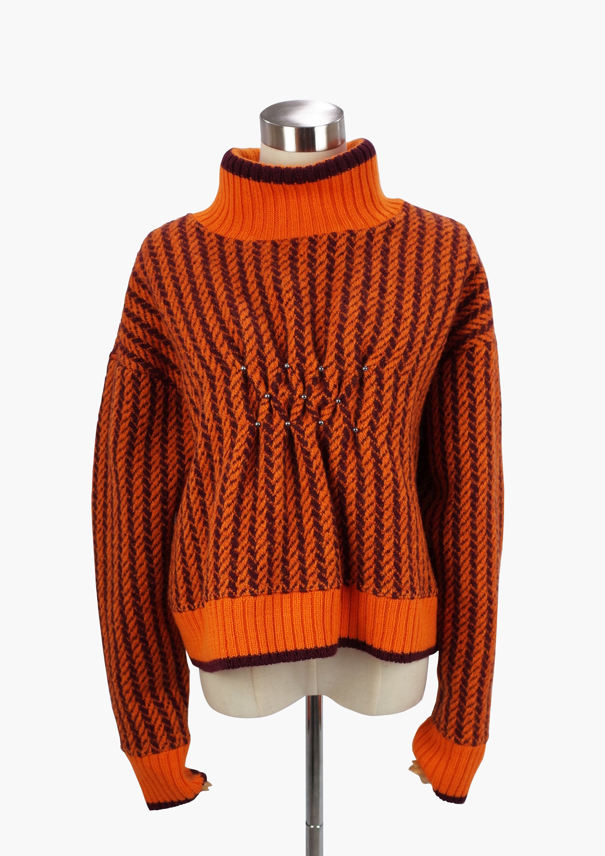 Frottage refine knit pullover - Orenge