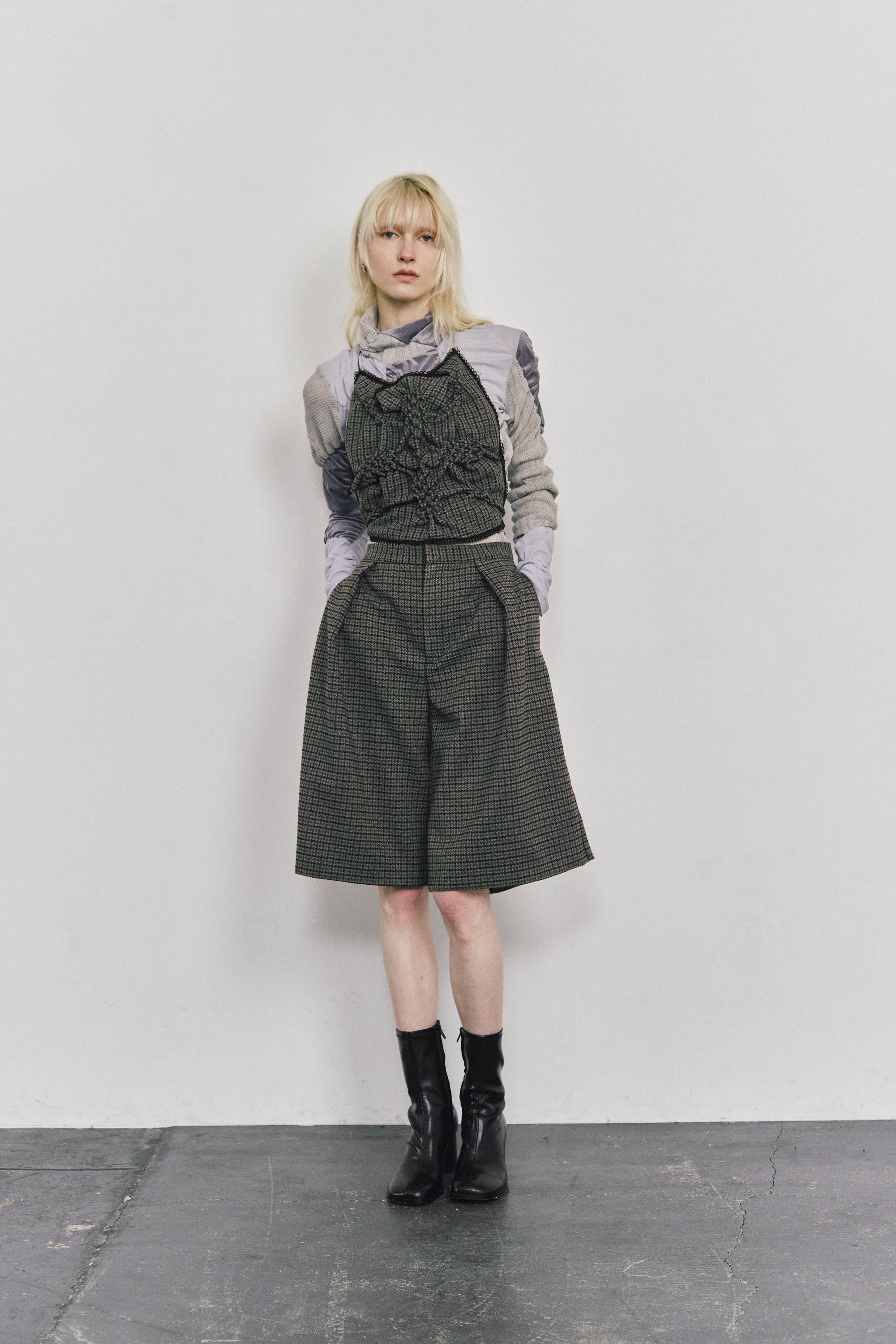 Shirring knit pullover - Gray