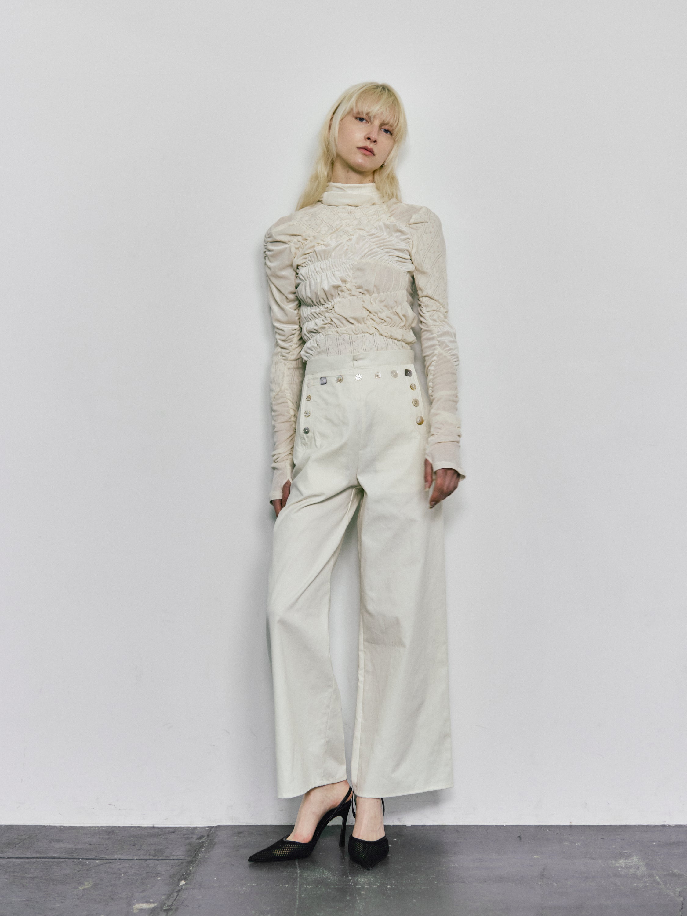 Navy sailor pants - Ivory