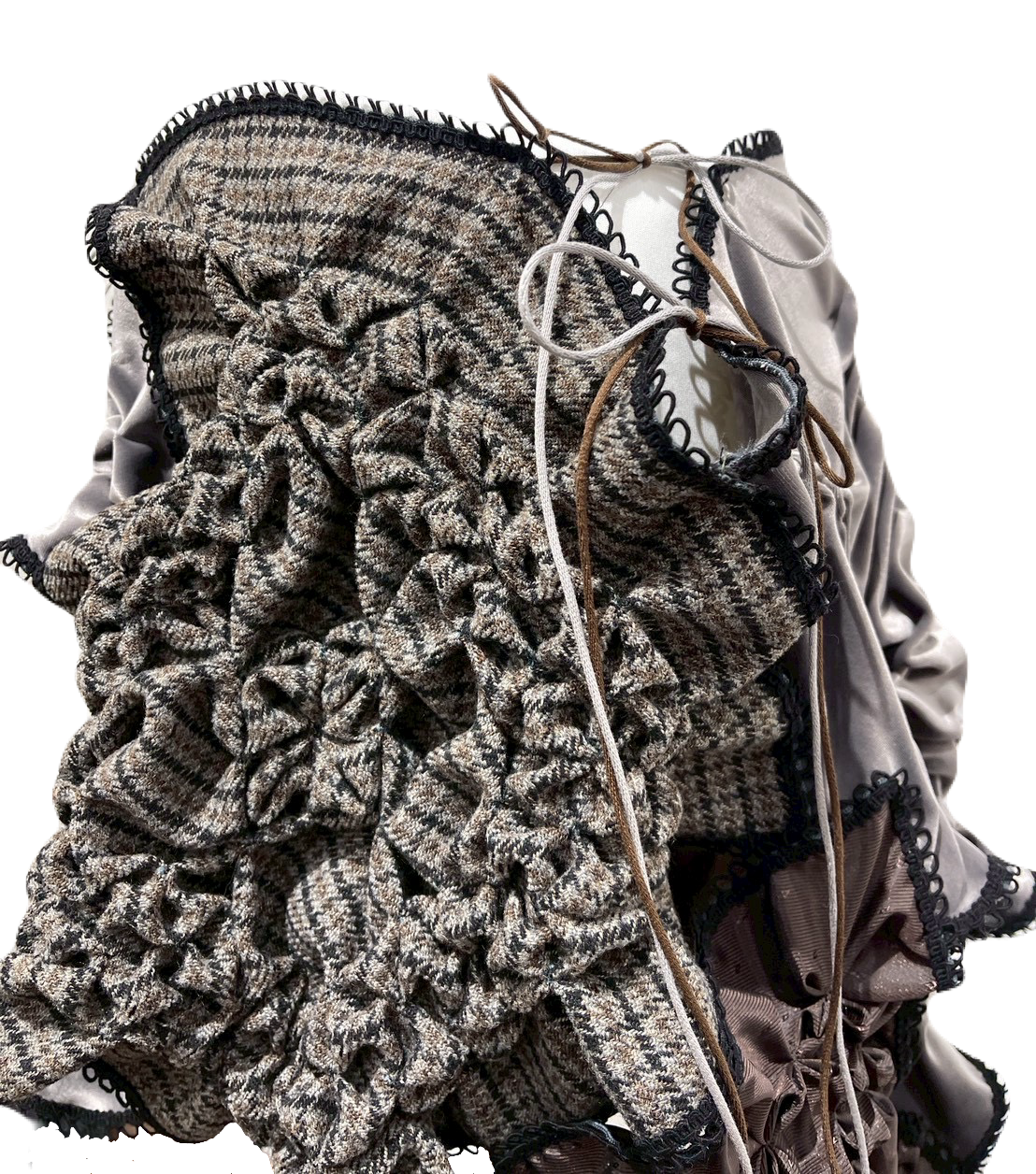 Patch smocking skirt - Gray-Tweed