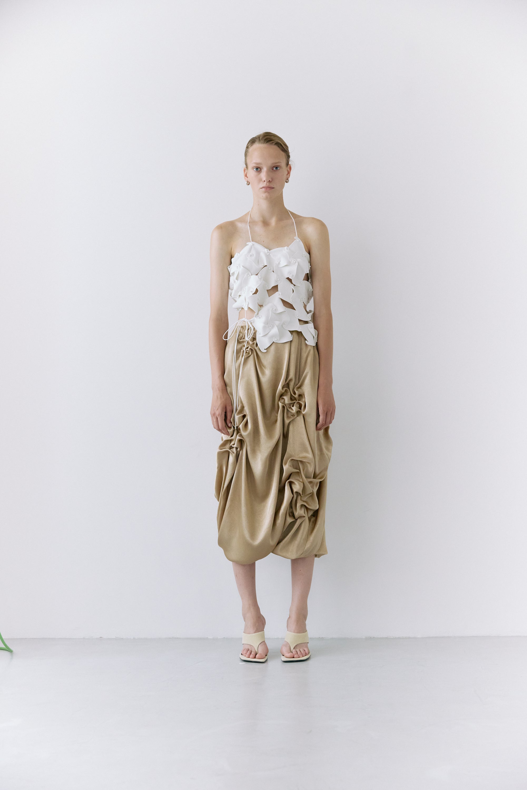 Satin balloon skirt - Beige