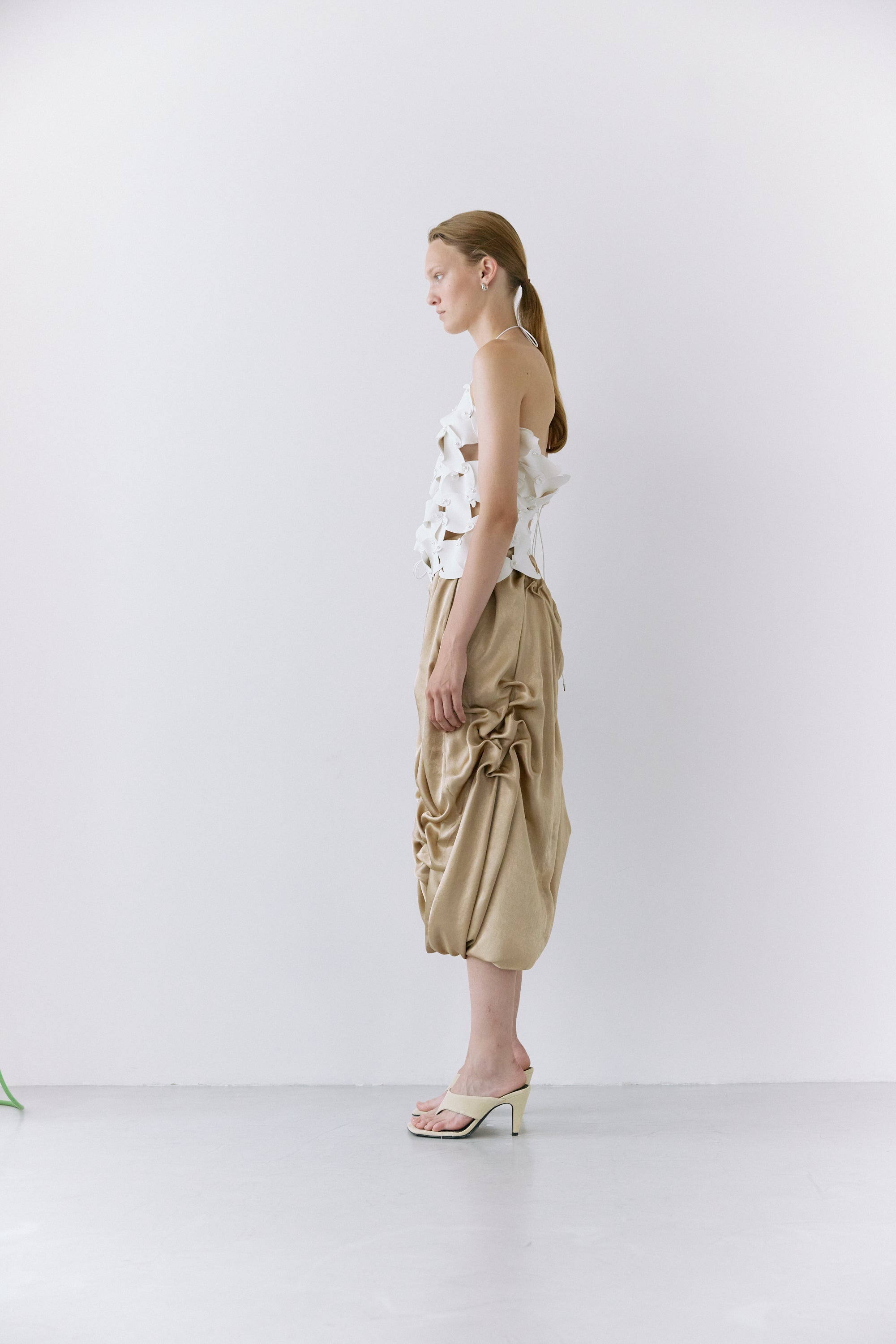 Satin balloon skirt - Beige