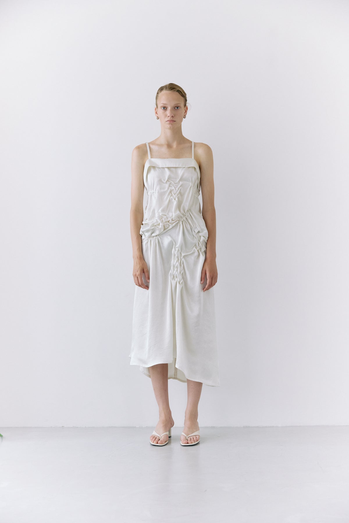 Satin apron dress - Off-white
