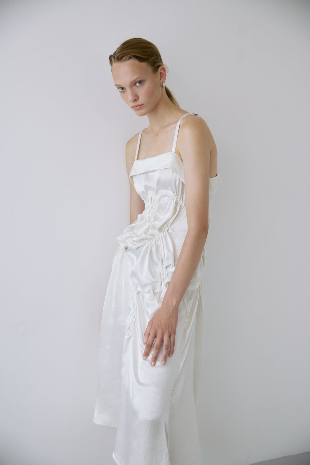 Satin apron dress - Off-white