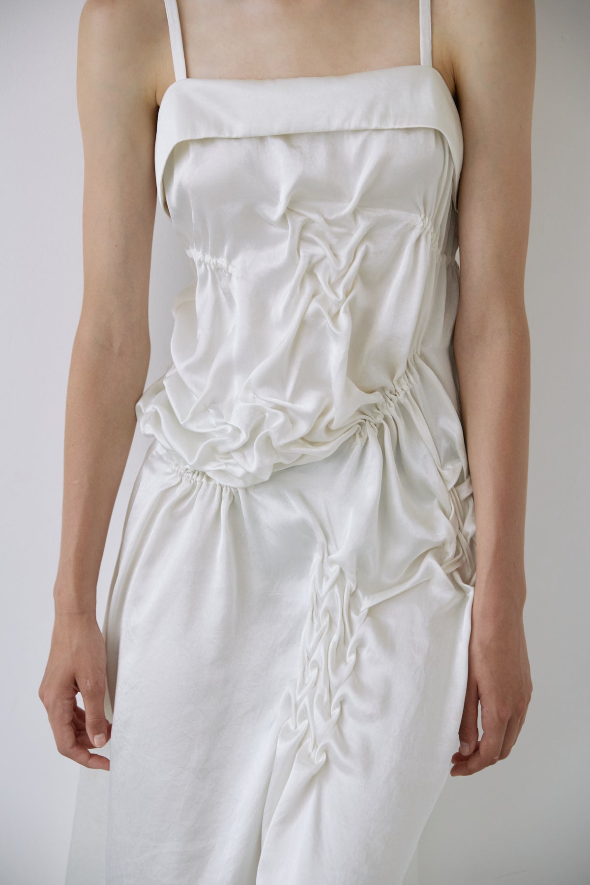 Satin apron dress - Off-white