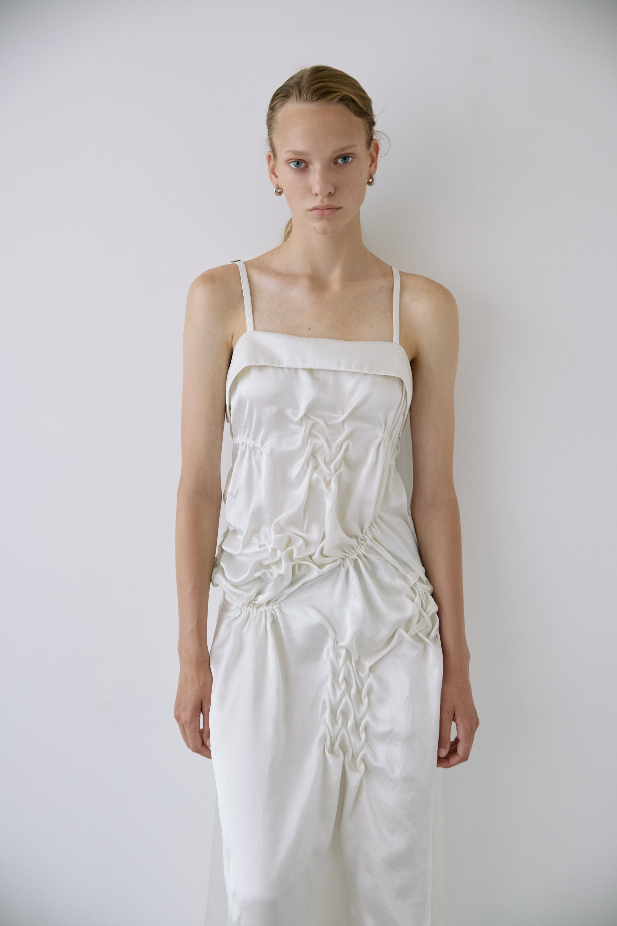 Satin apron dress - Off-white
