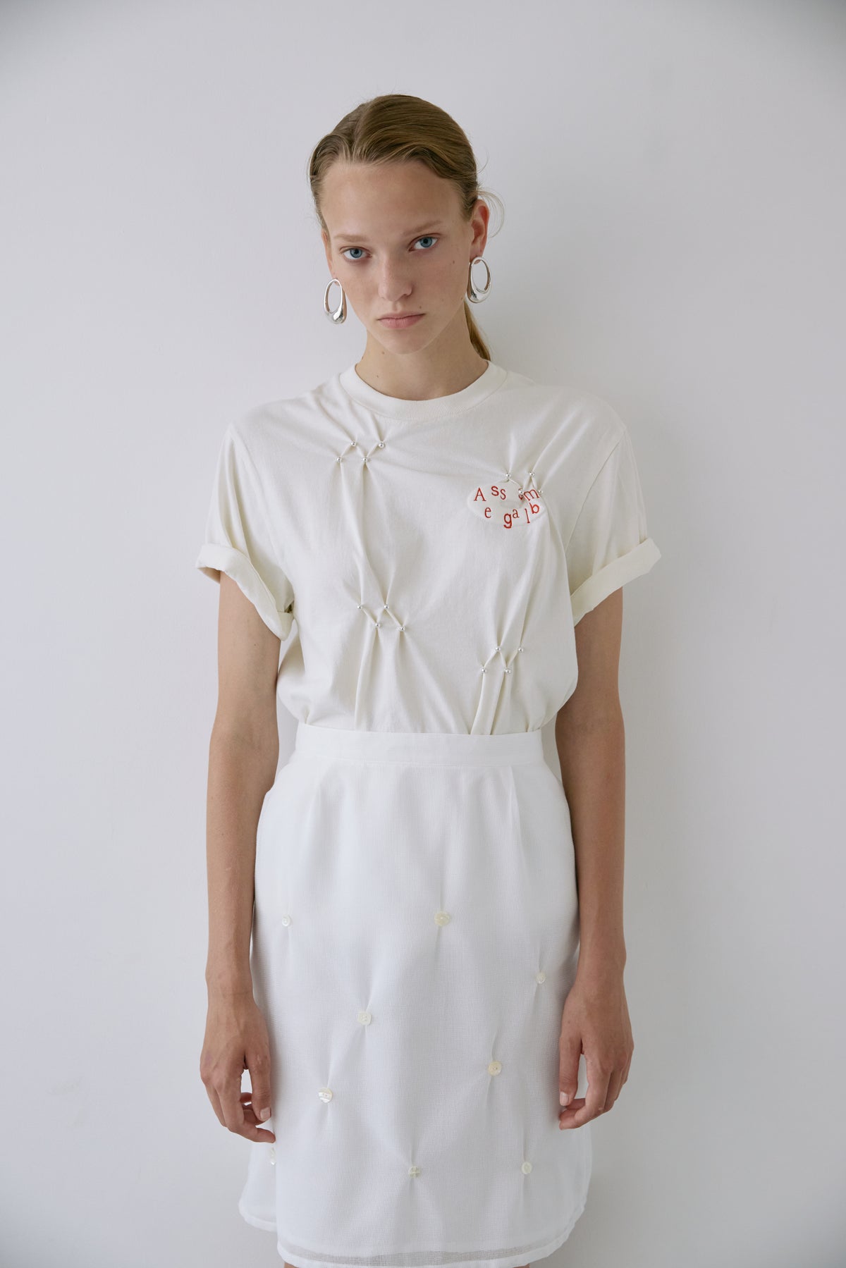 Assemblage smocking Tee - White