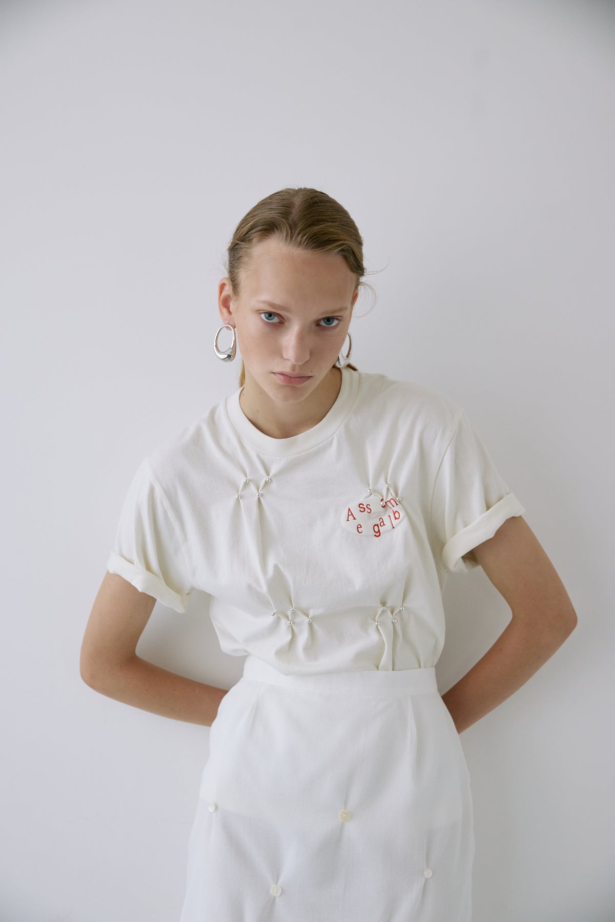Shell button karami skirt - Off-white