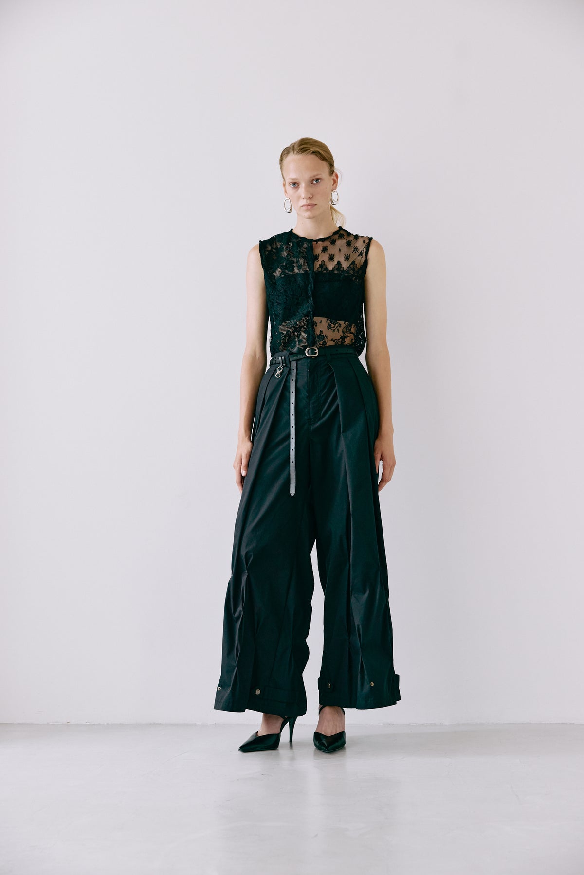Tuck palazzo pants - Black
