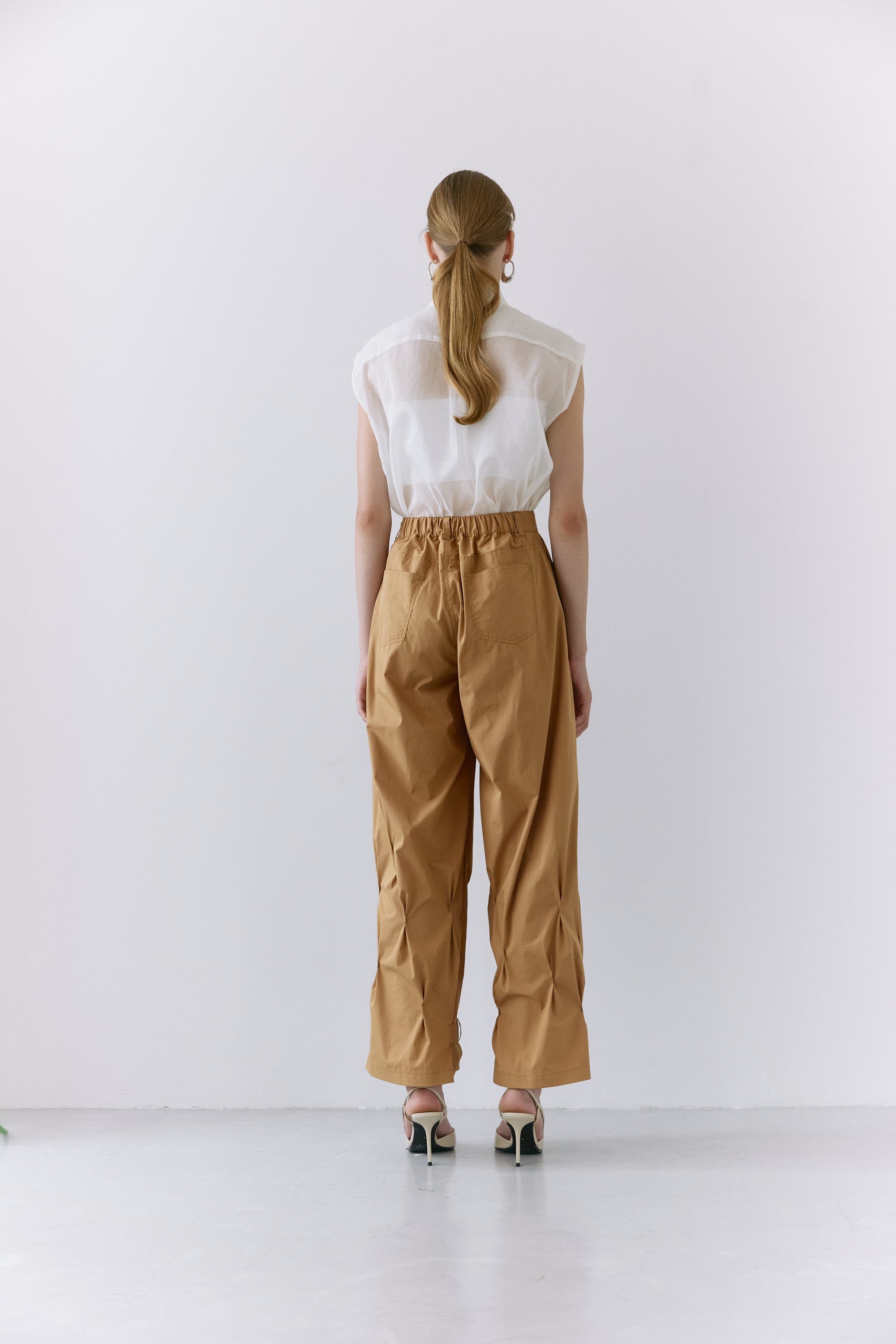 Metal stitch sheer  blouse - Off-white