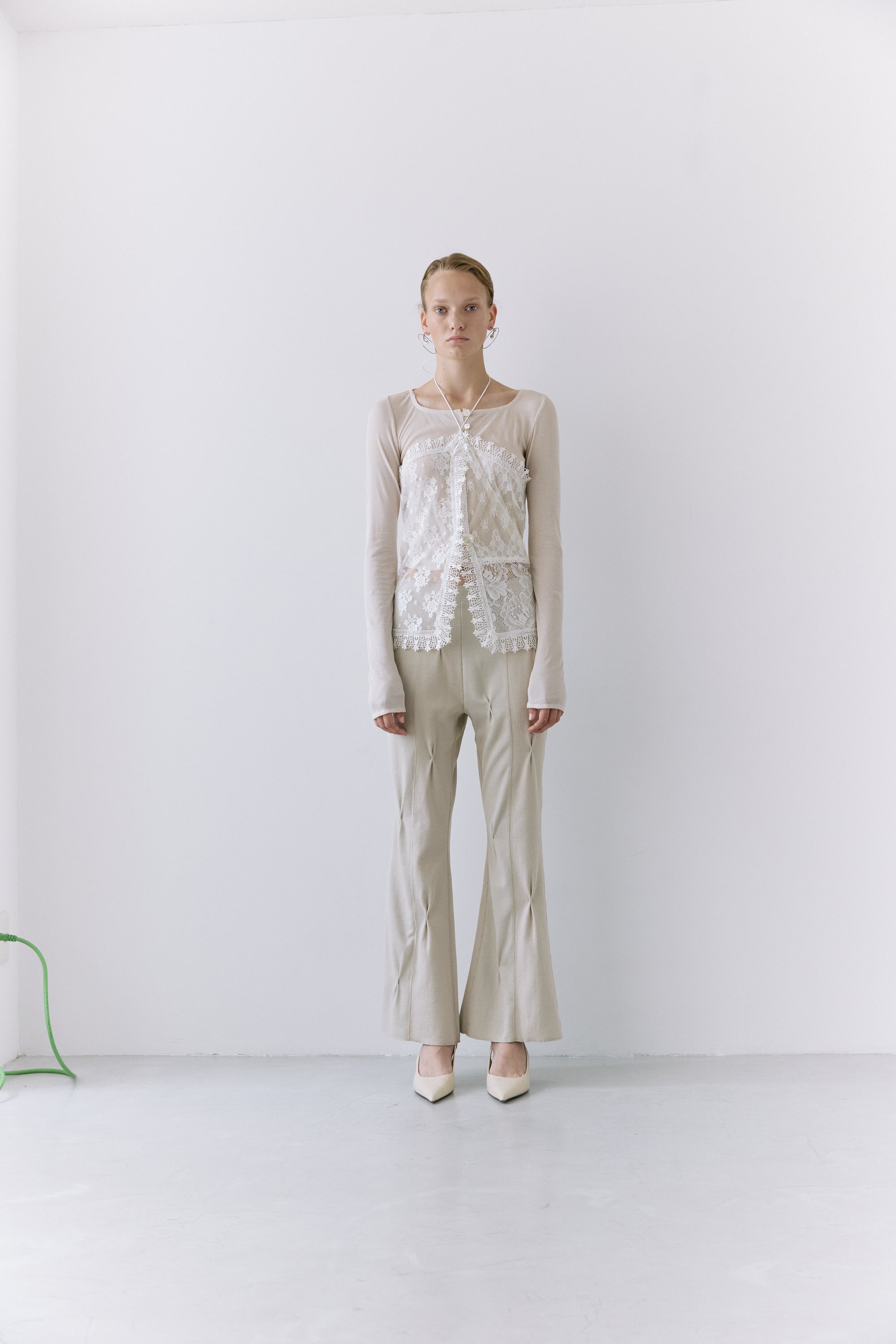 Sheer shell cardigan - Beige
