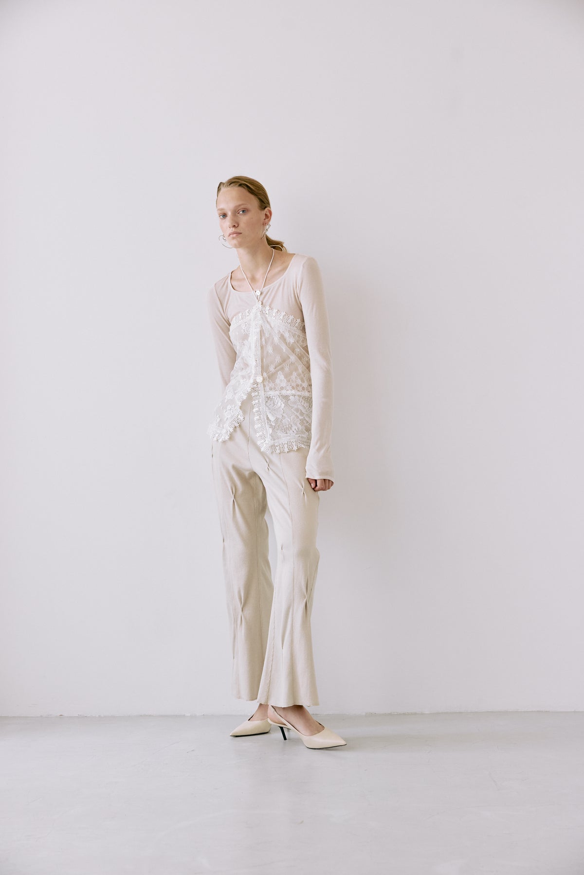 Lace patchwork scarf bustier - Off-white
