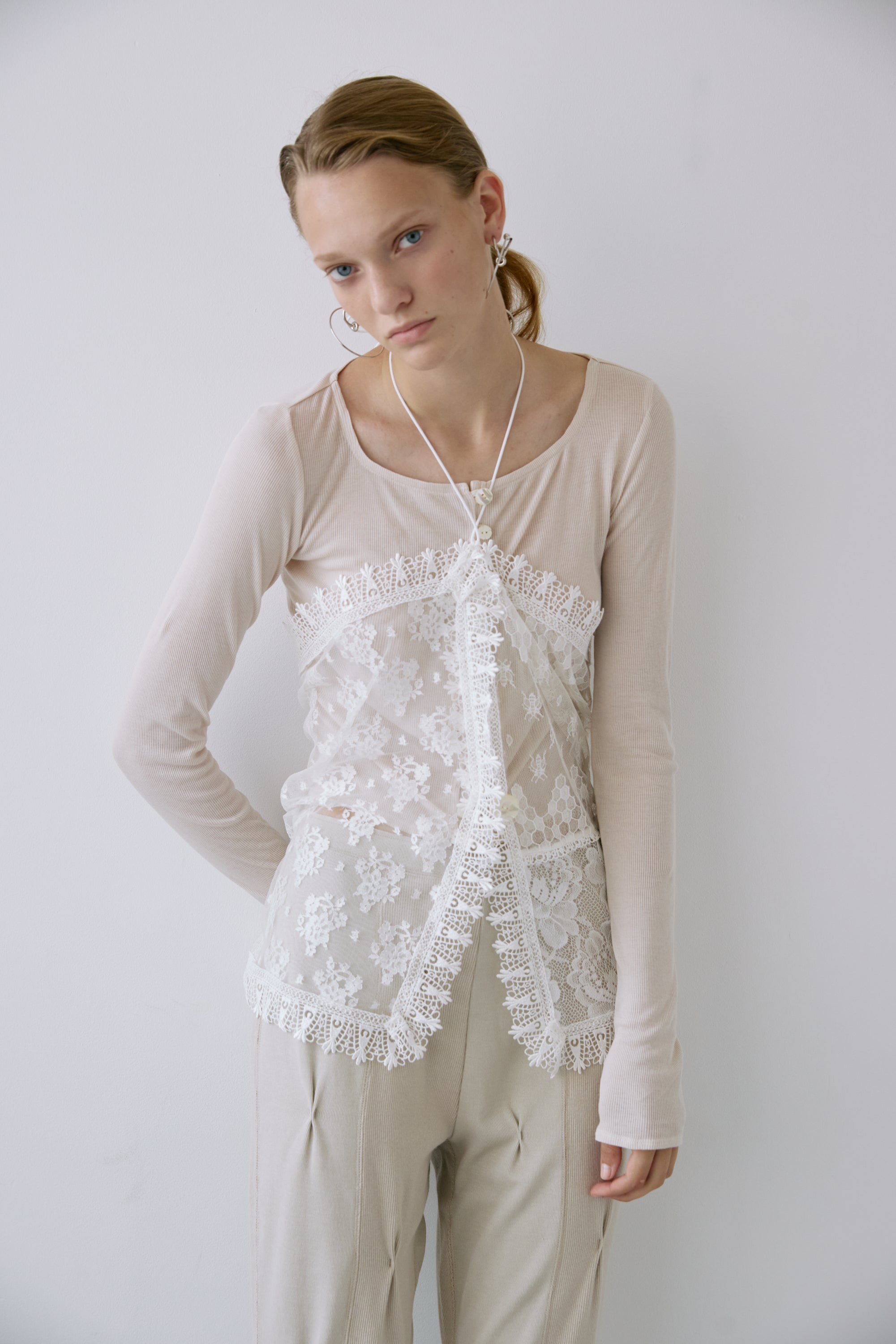 Sheer shell cardigan - Beige