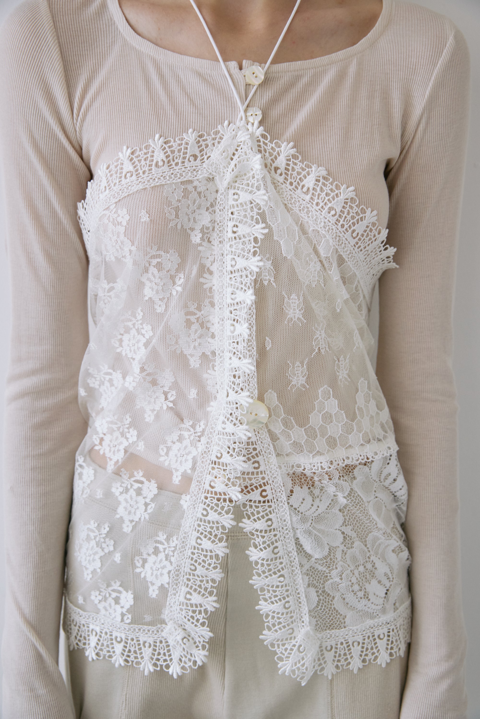 Lace patchwork scarf bustier - Off-white