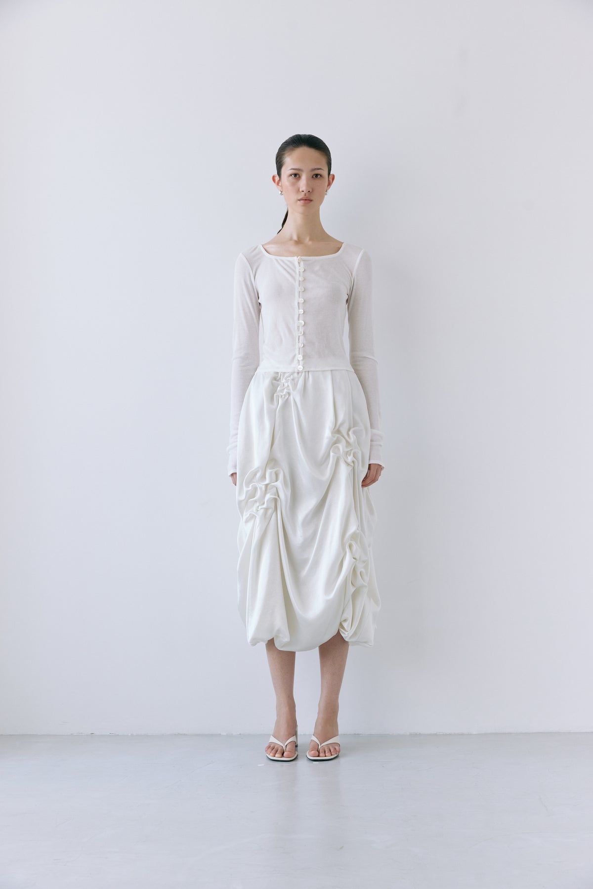 Satin balloon skirt - Off-white