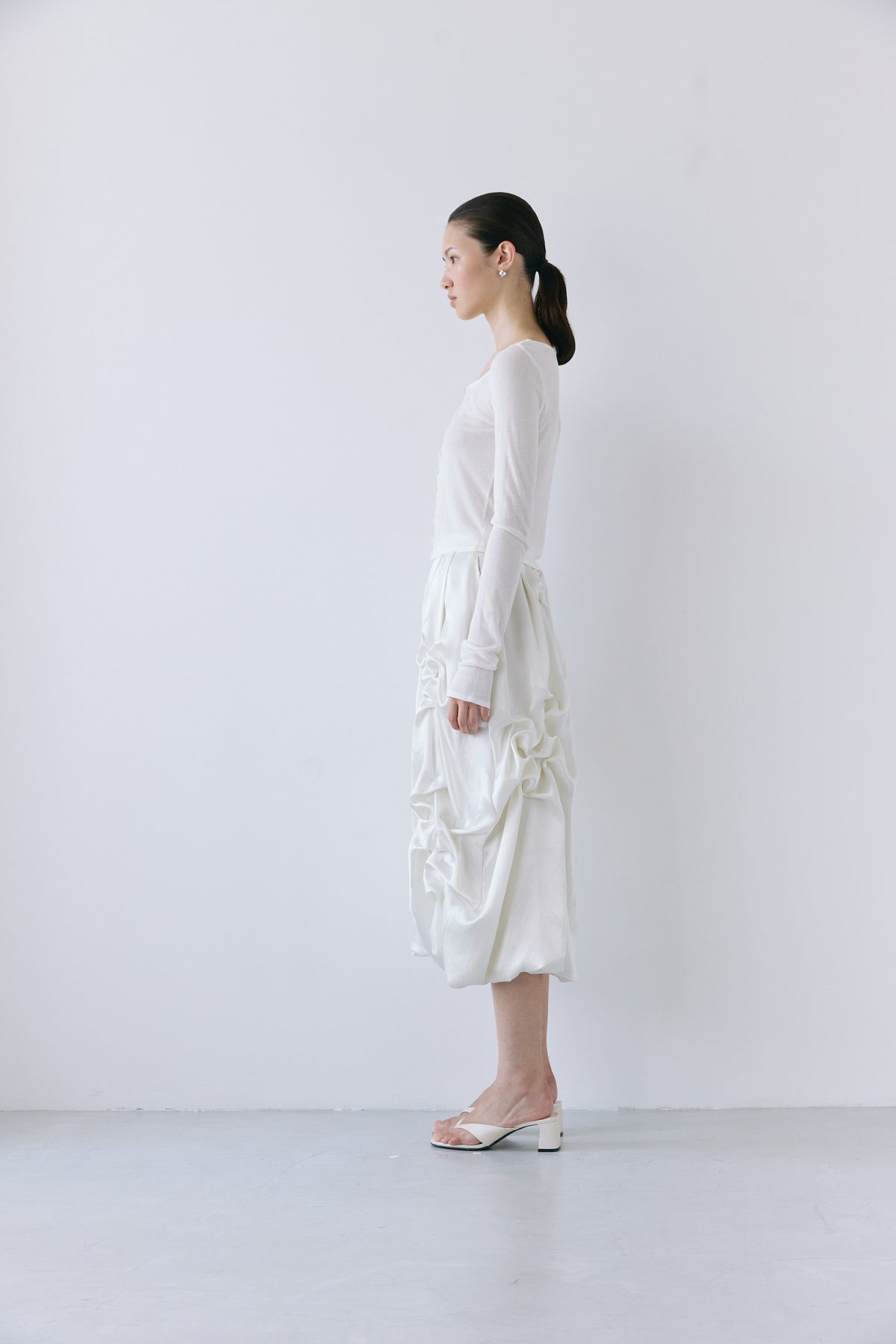 Satin balloon skirt - Off-white
