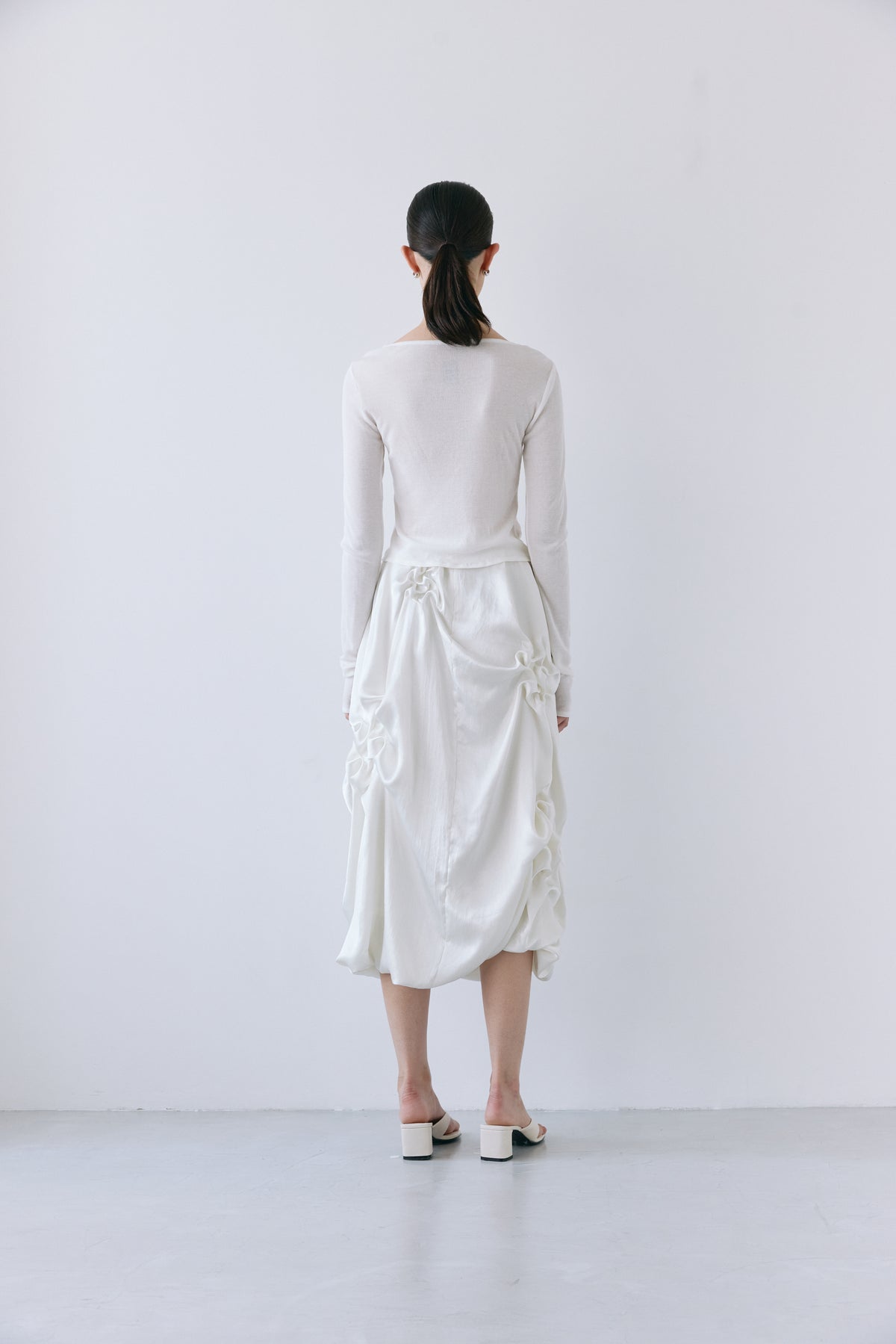 Satin balloon skirt - Off-white