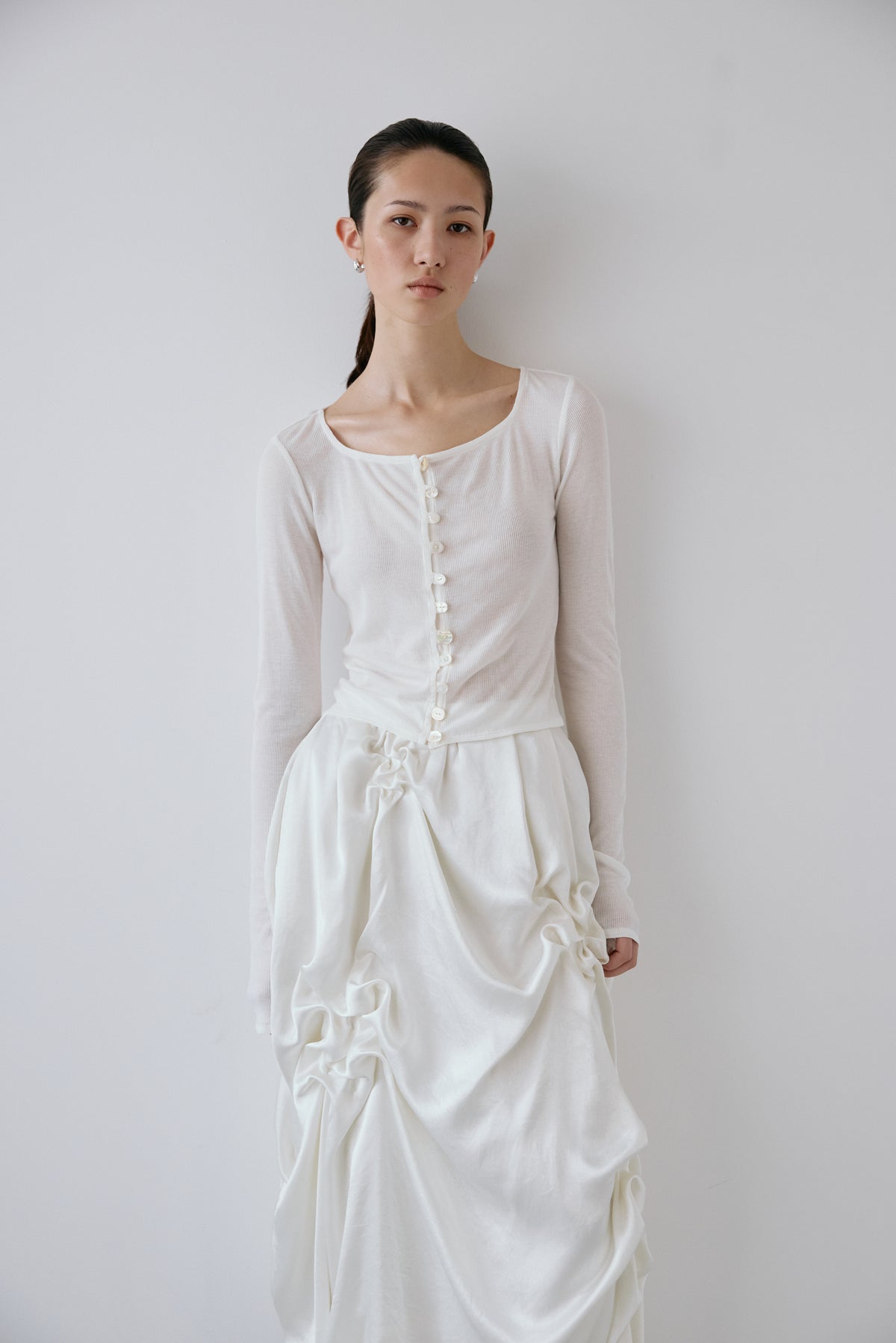 Satin balloon skirt - Off-white