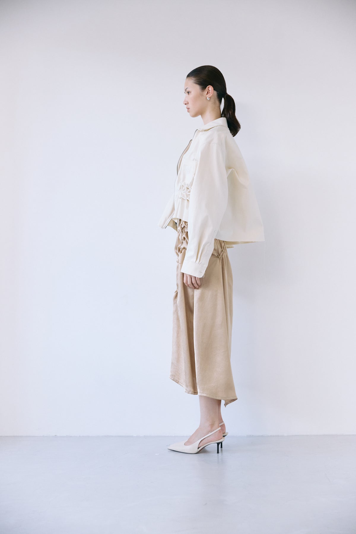 Satin apron dress - Camel
