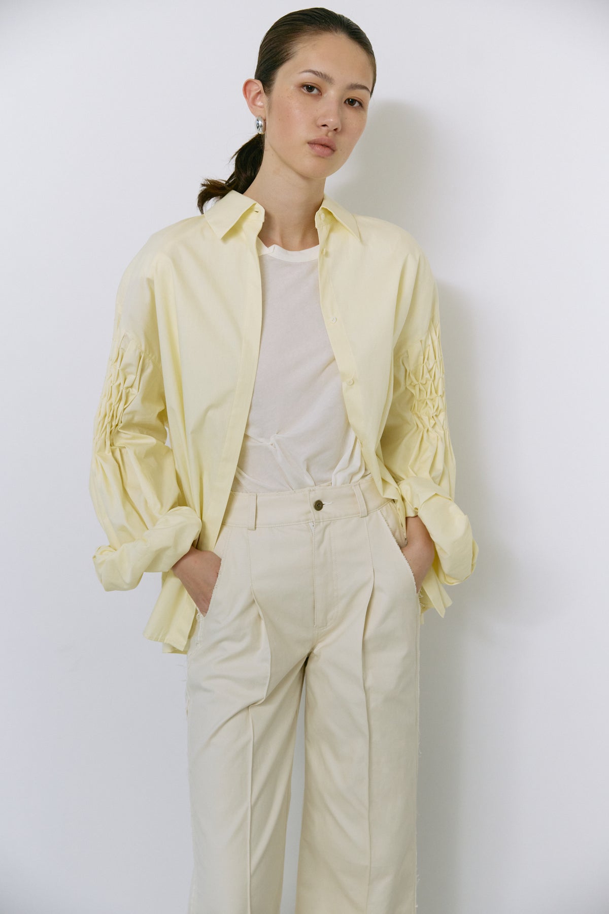 Smocking sleeve blouse - Yellow