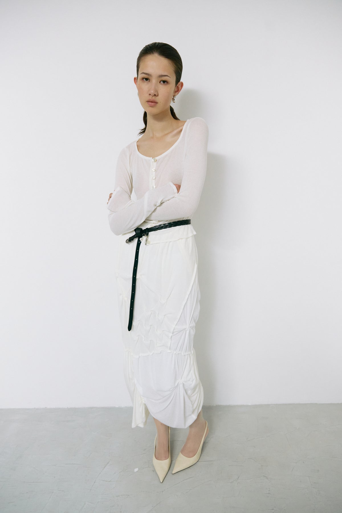 Sheer long skirt - Off-white