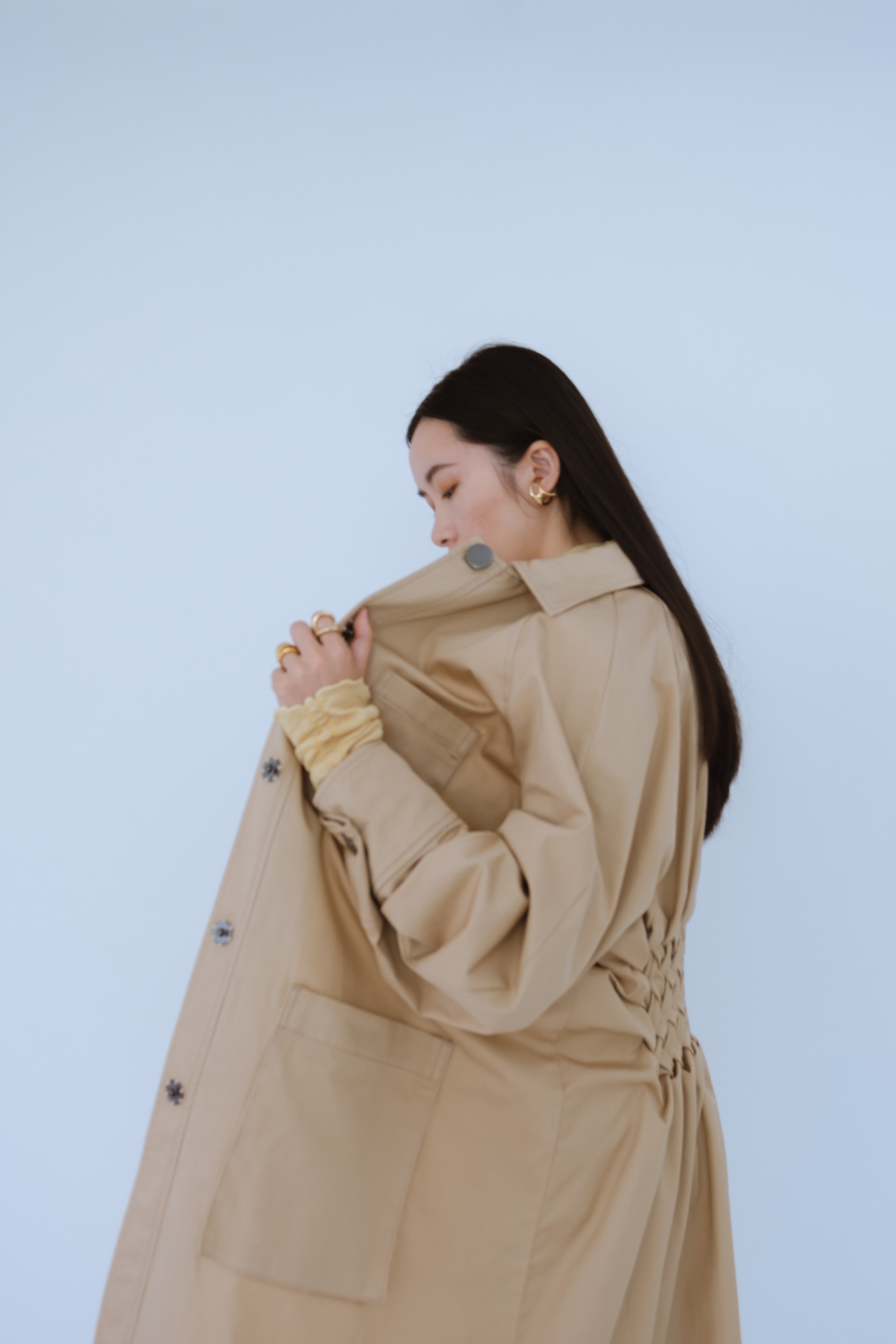 Smocking trench coat - Beige