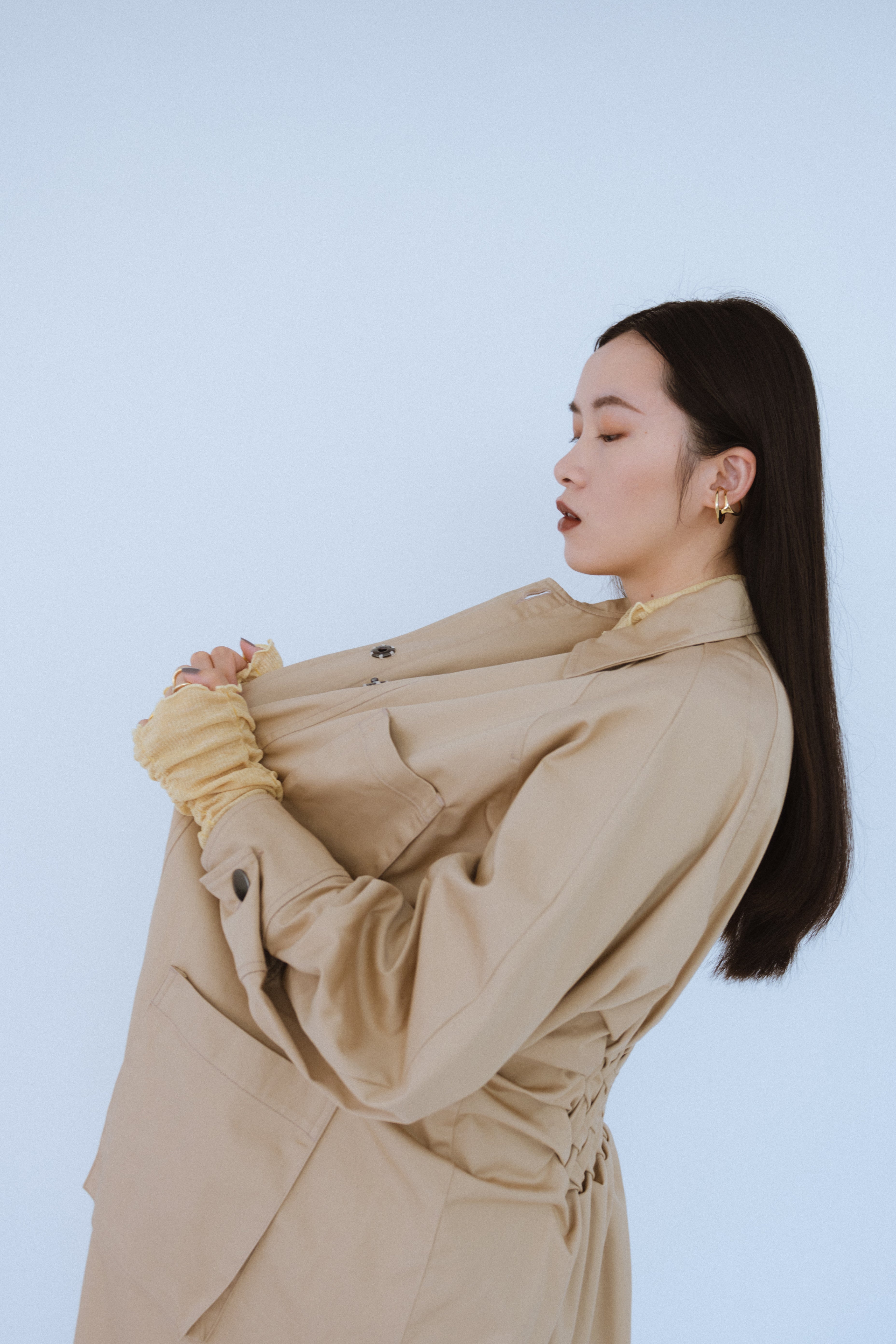 Smocking trench coat - Beige