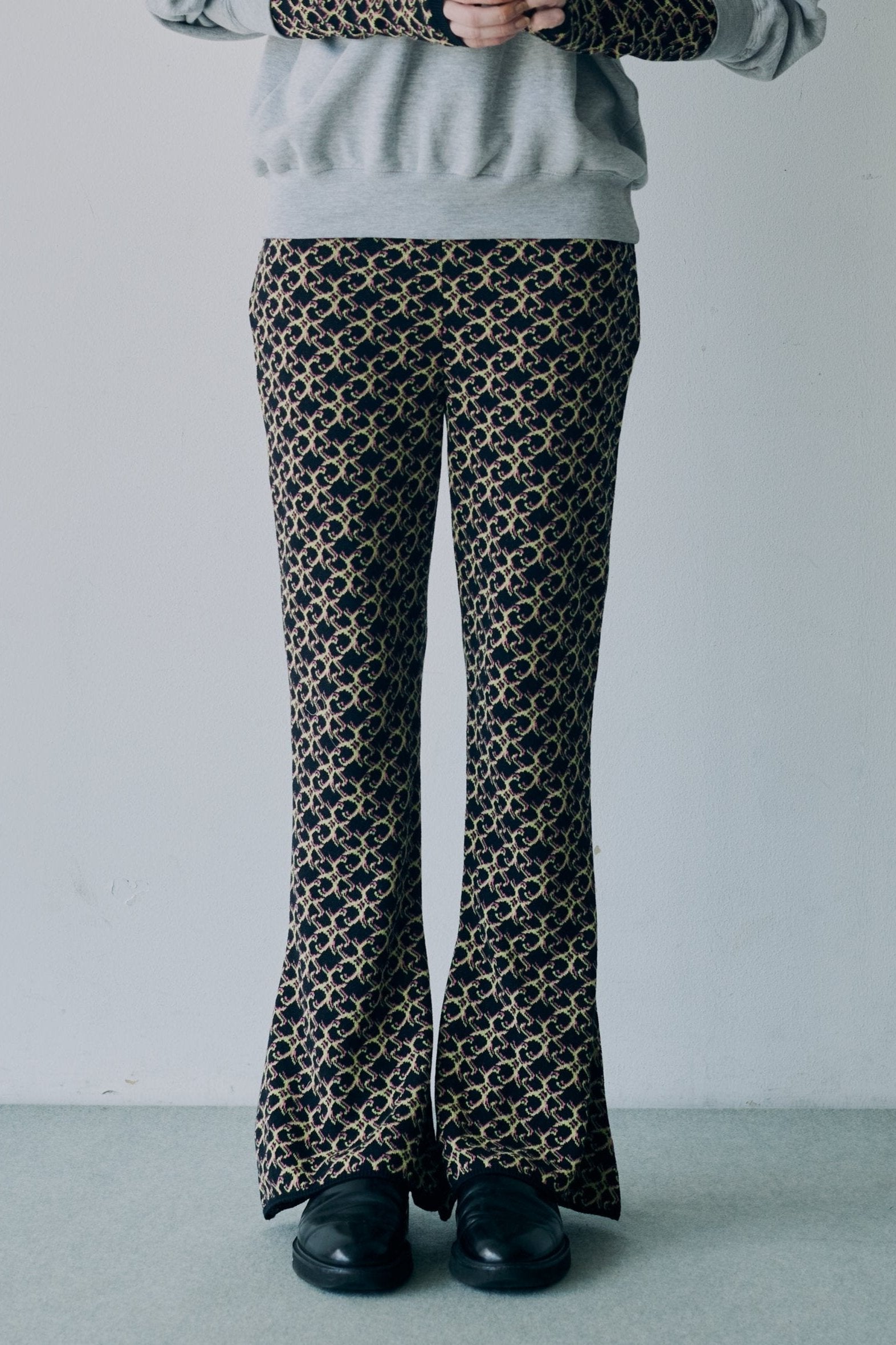 Knit flare pants - Black Multi