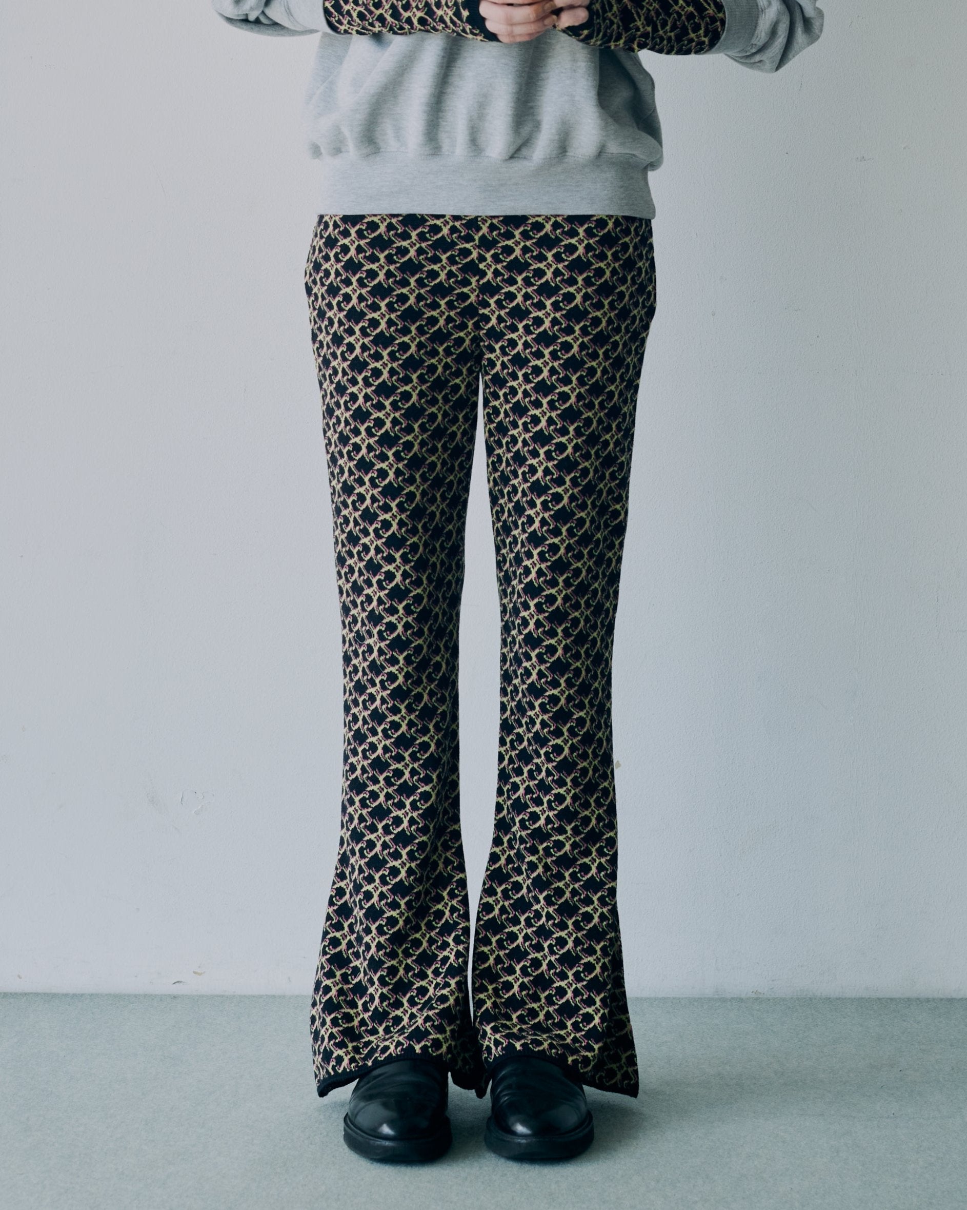 Knit flare pants - Black Multi