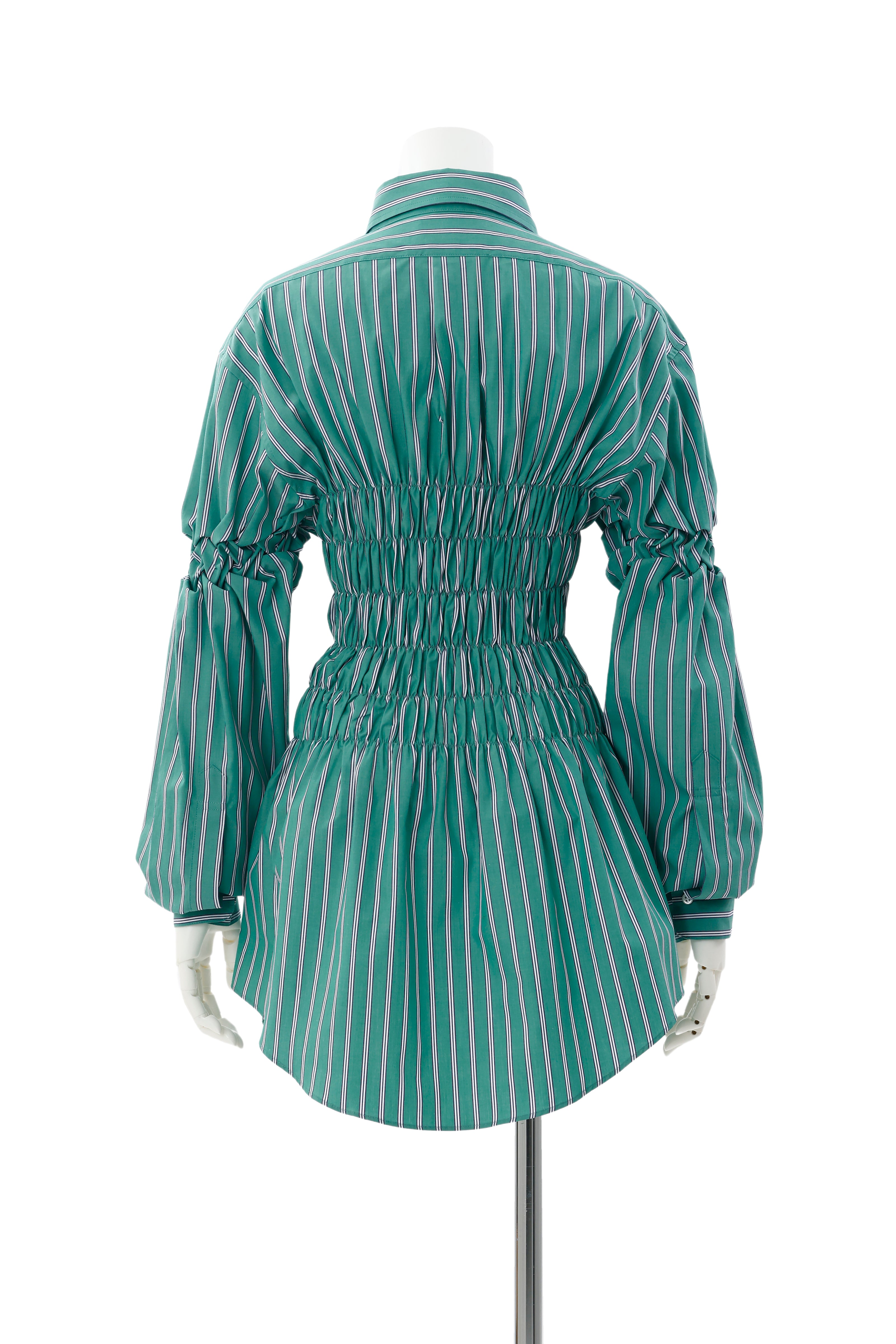 Stripe shirring shirt - Green