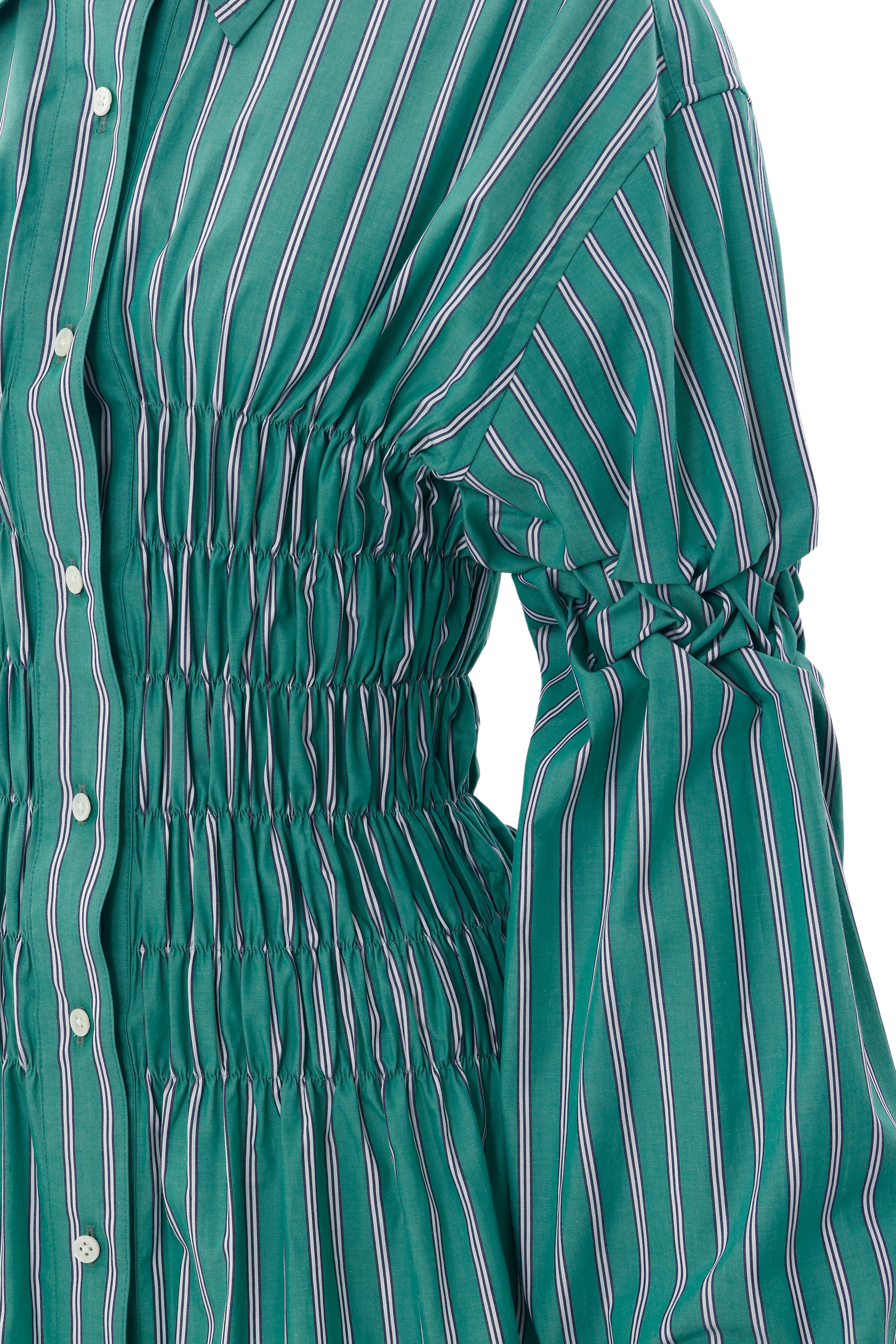 Stripe shirring shirt - Green