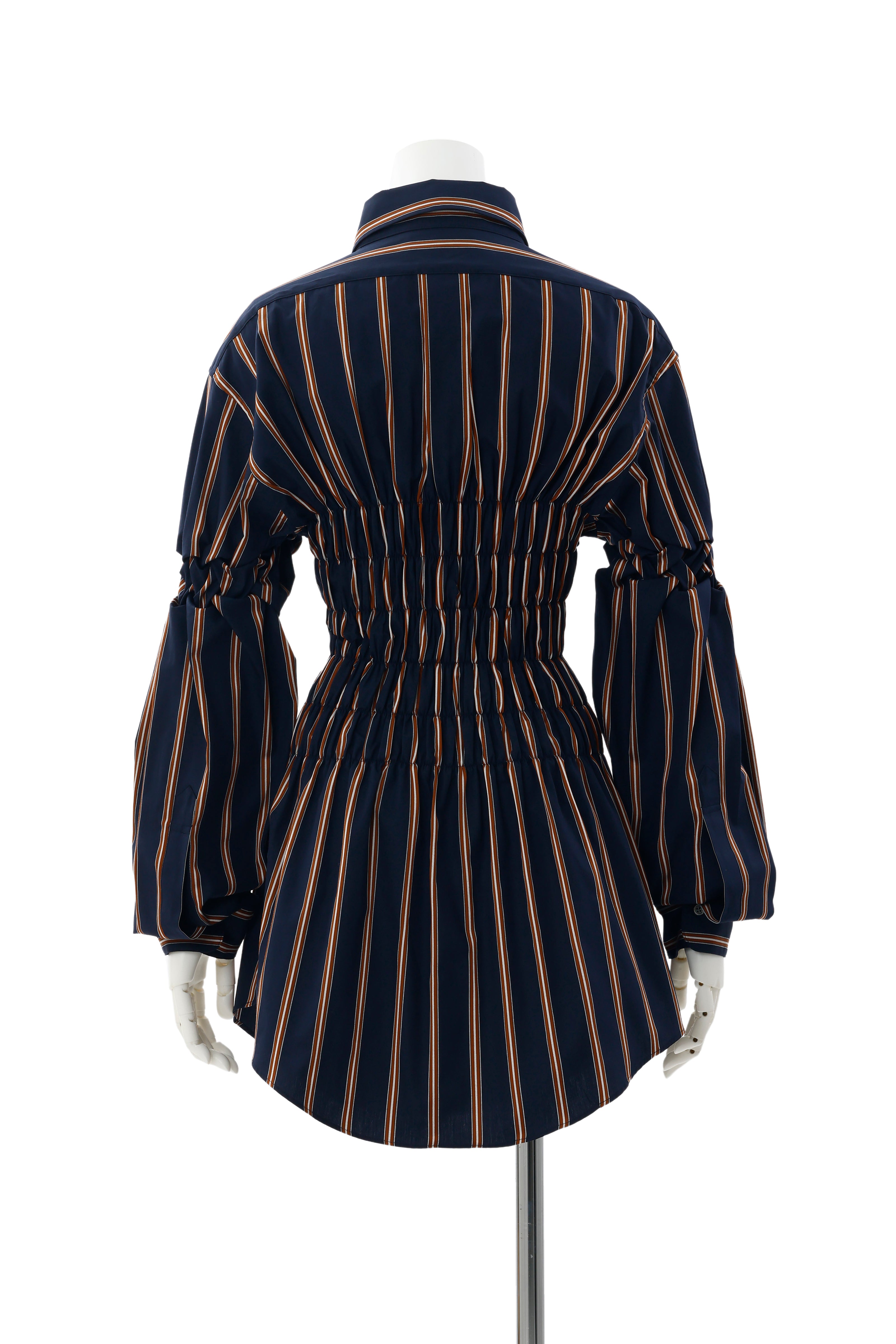 Stripe shirring shirt - Navy