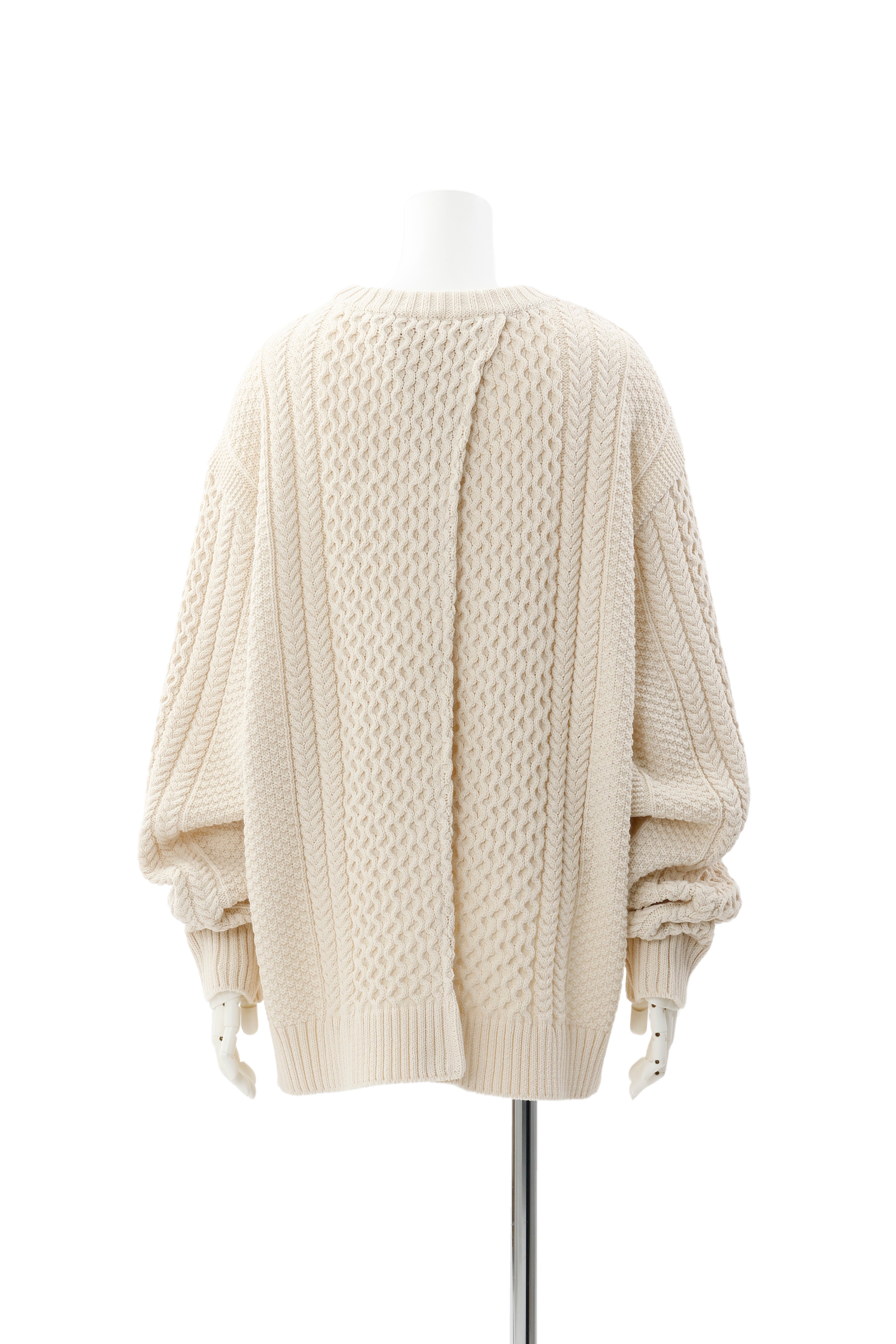 Back open aran knit - Ivory　October delivery