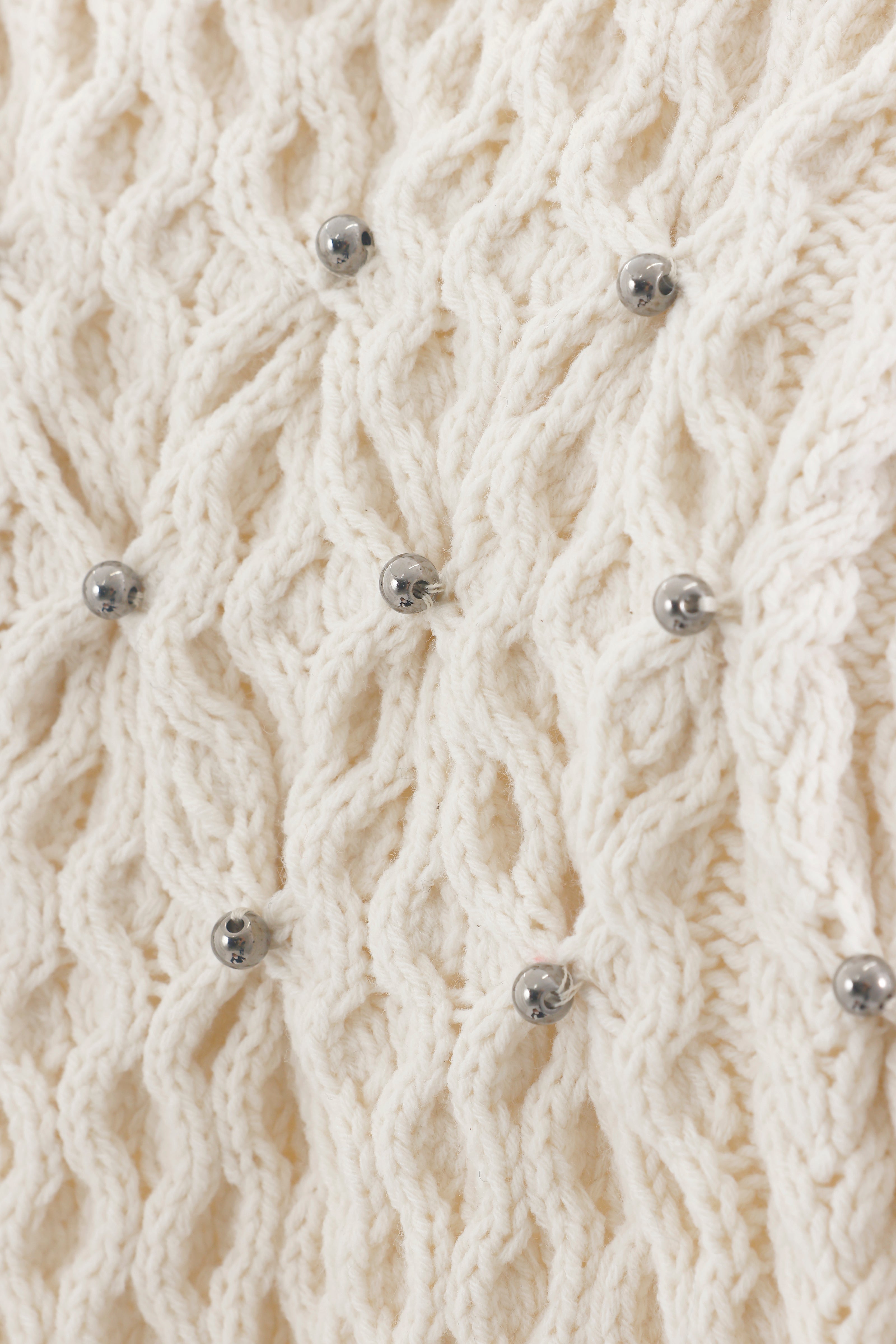 Aran knit vest - Ivory　October delivery