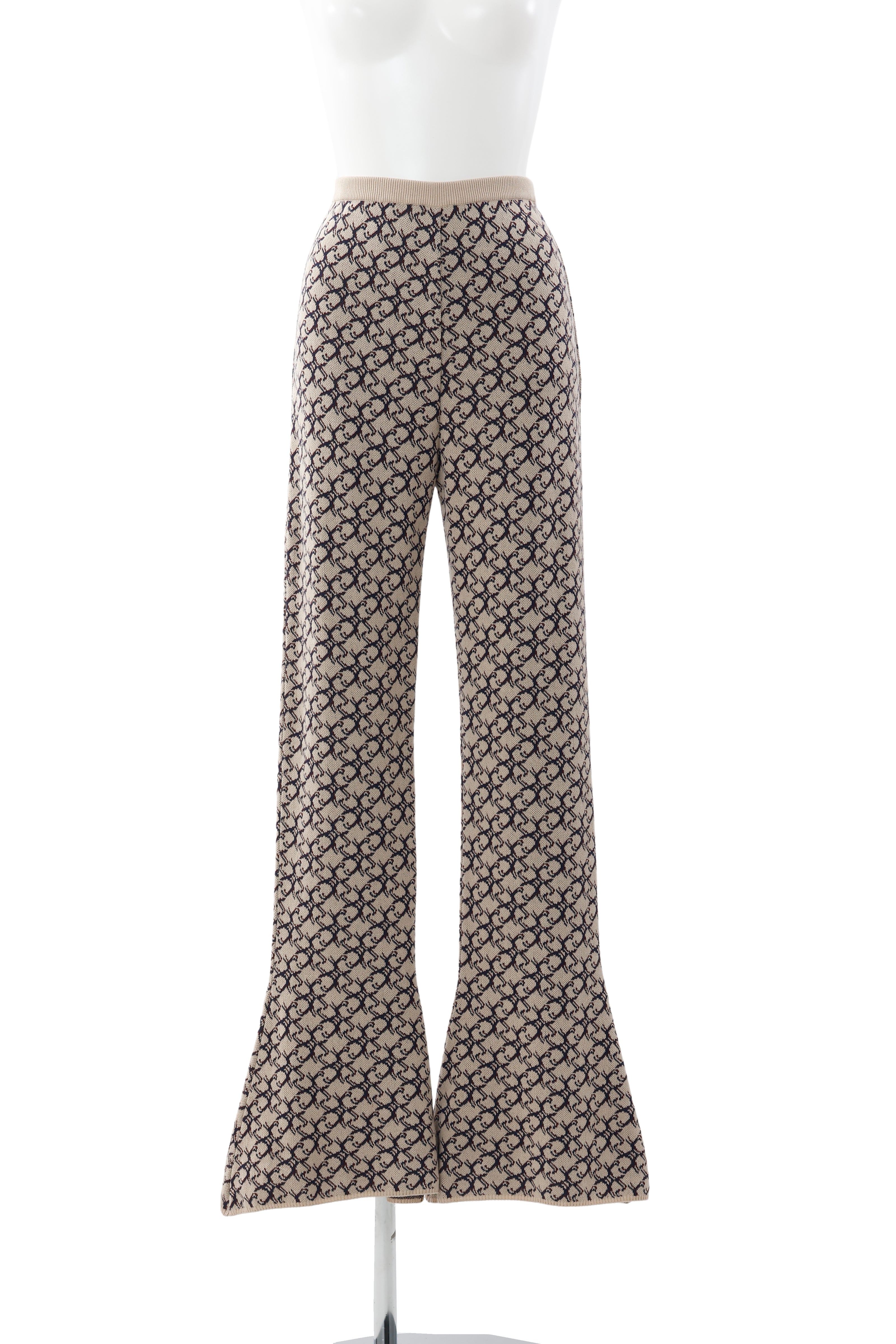 Knit flare pants - Beige Multi