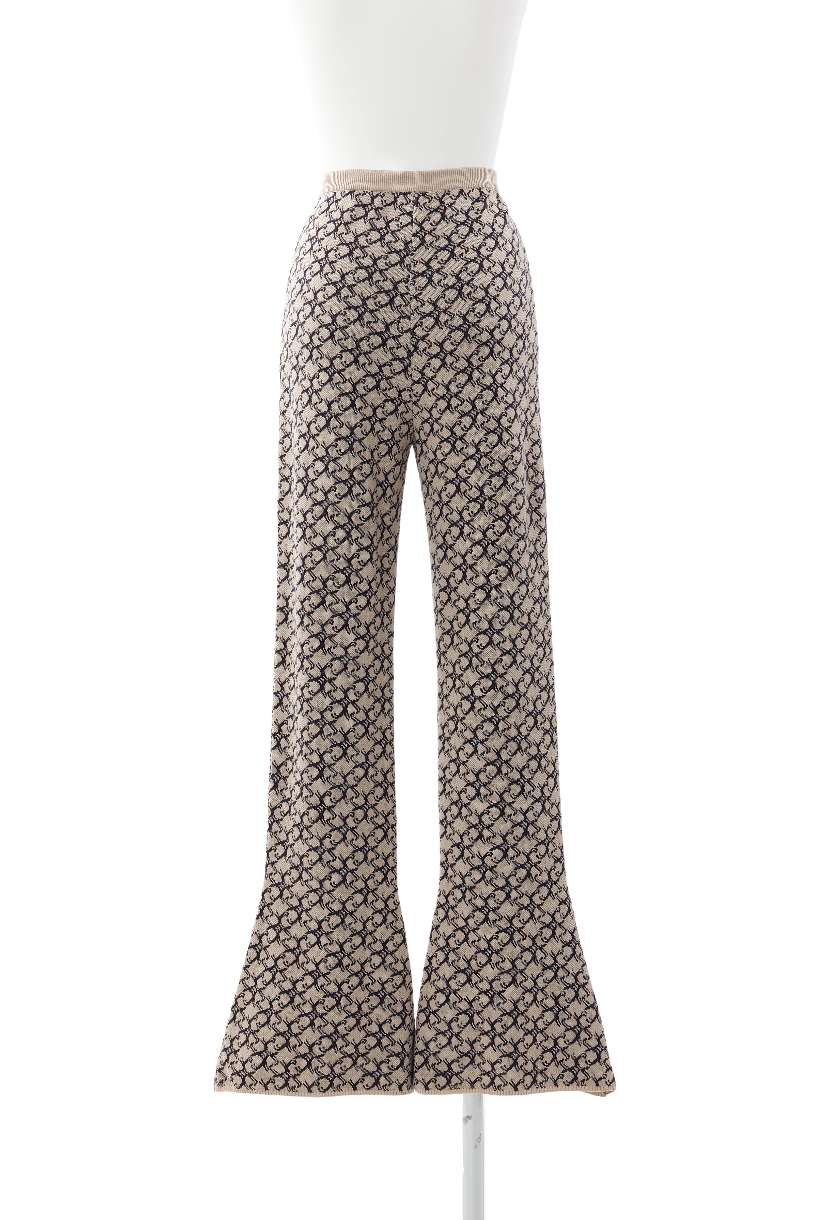 Knit flare pants - Beige Multi