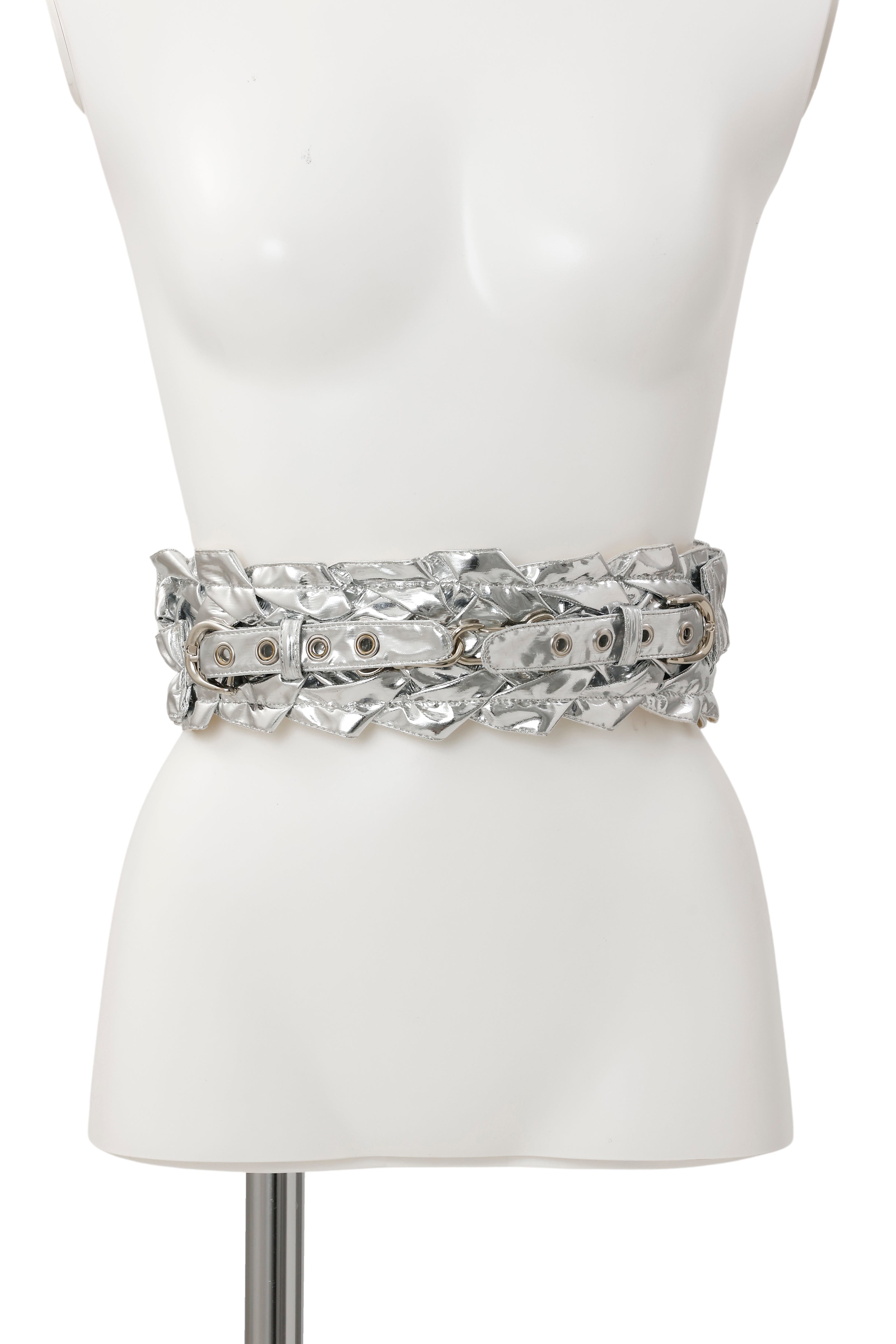 Smocking strap belt - Silver　