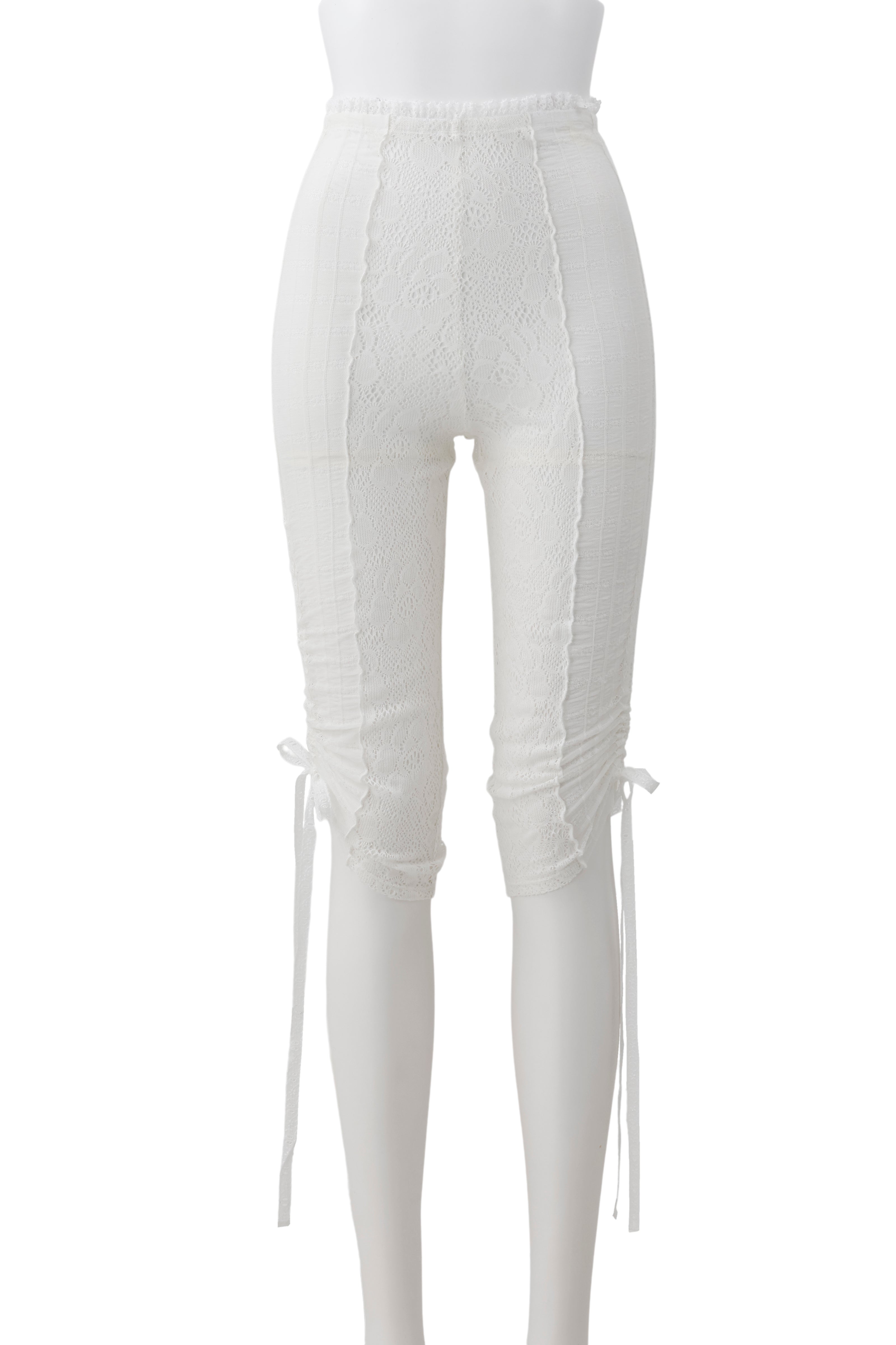 Garden lace biker pants - White