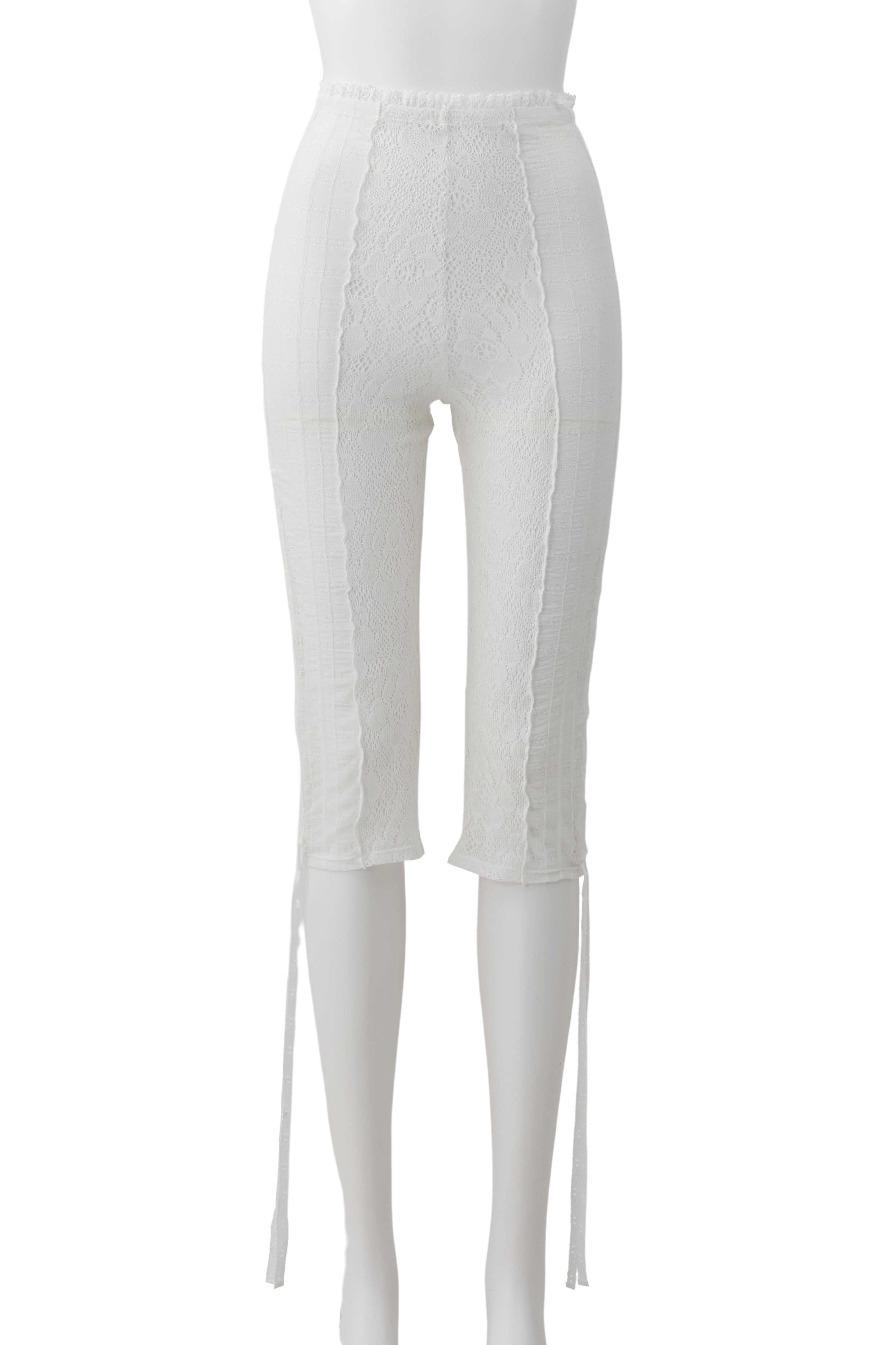 Garden lace biker pants - White