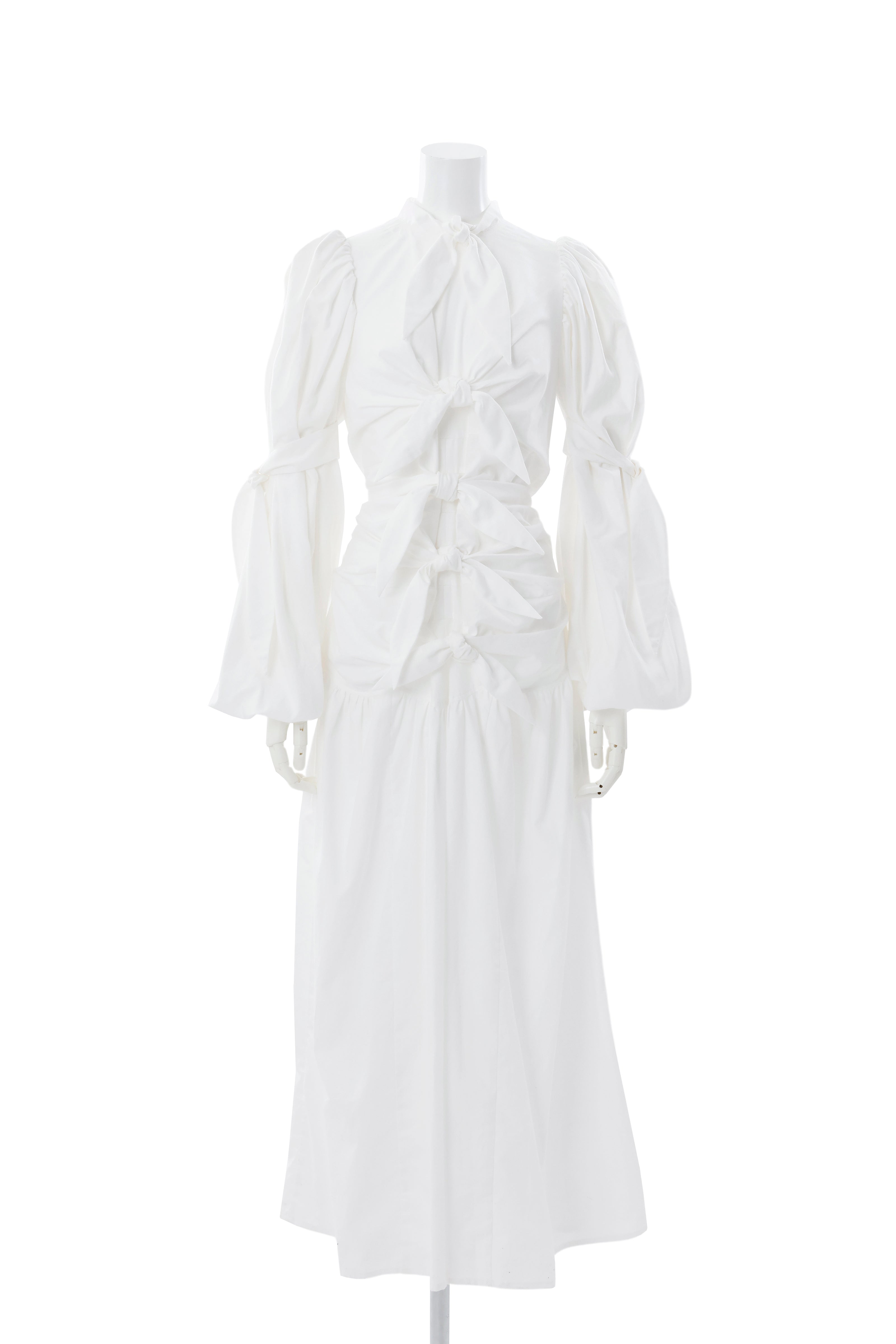 Ribbon roll dress - White