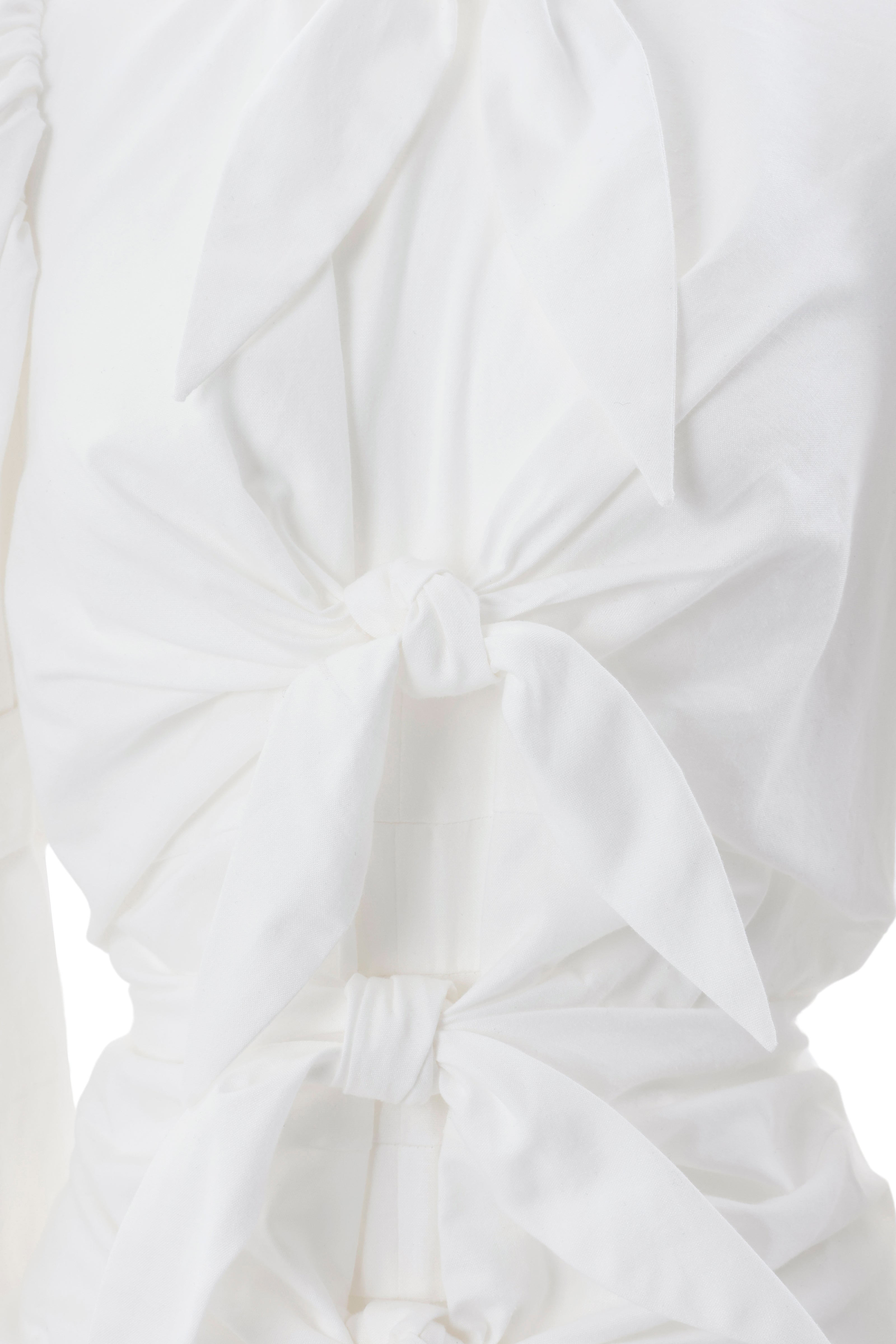 Ribbon roll dress - White