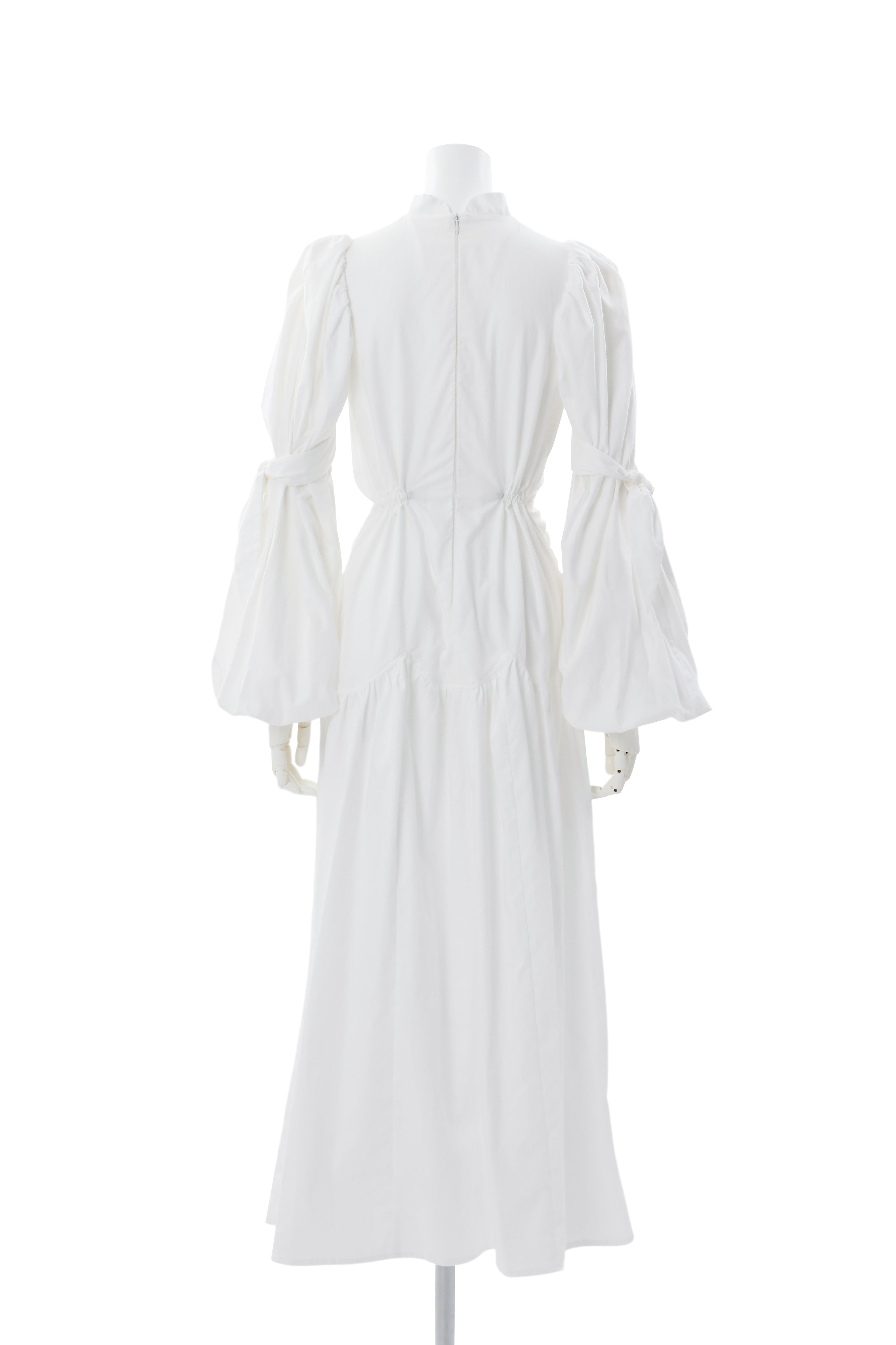 Ribbon roll dress - White