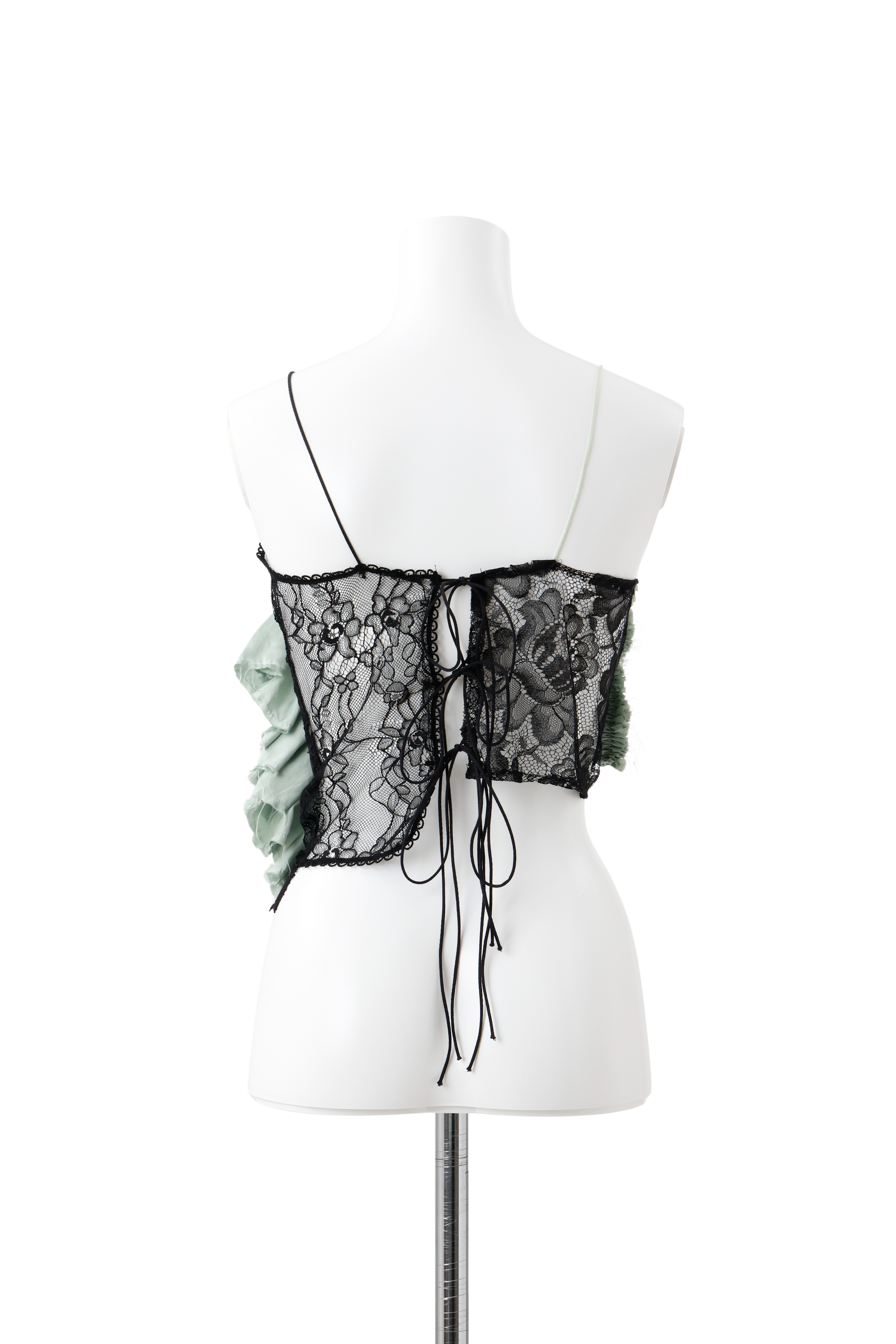 Hand pleats veil bustier - Green