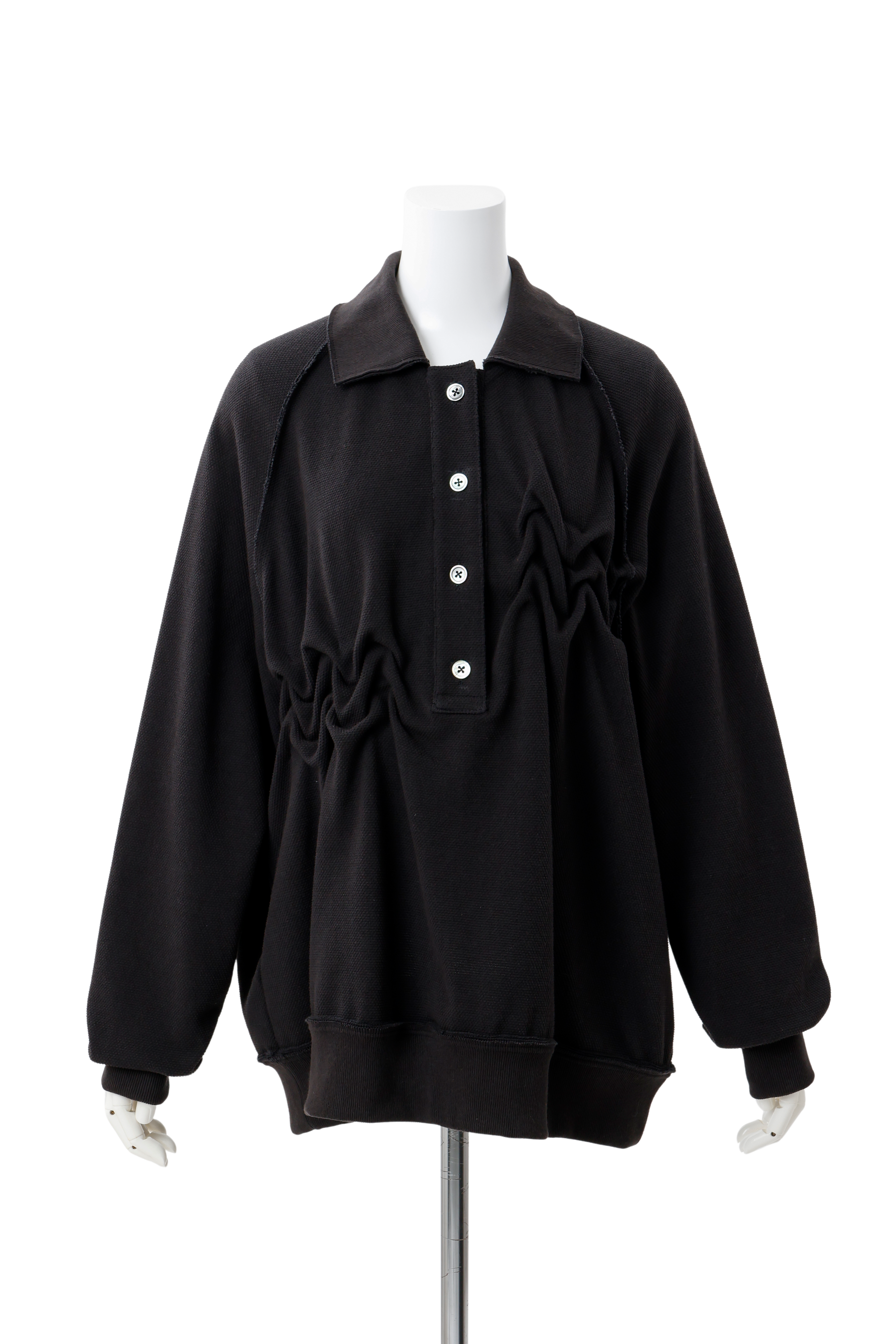 Raw edge loose polo - Black